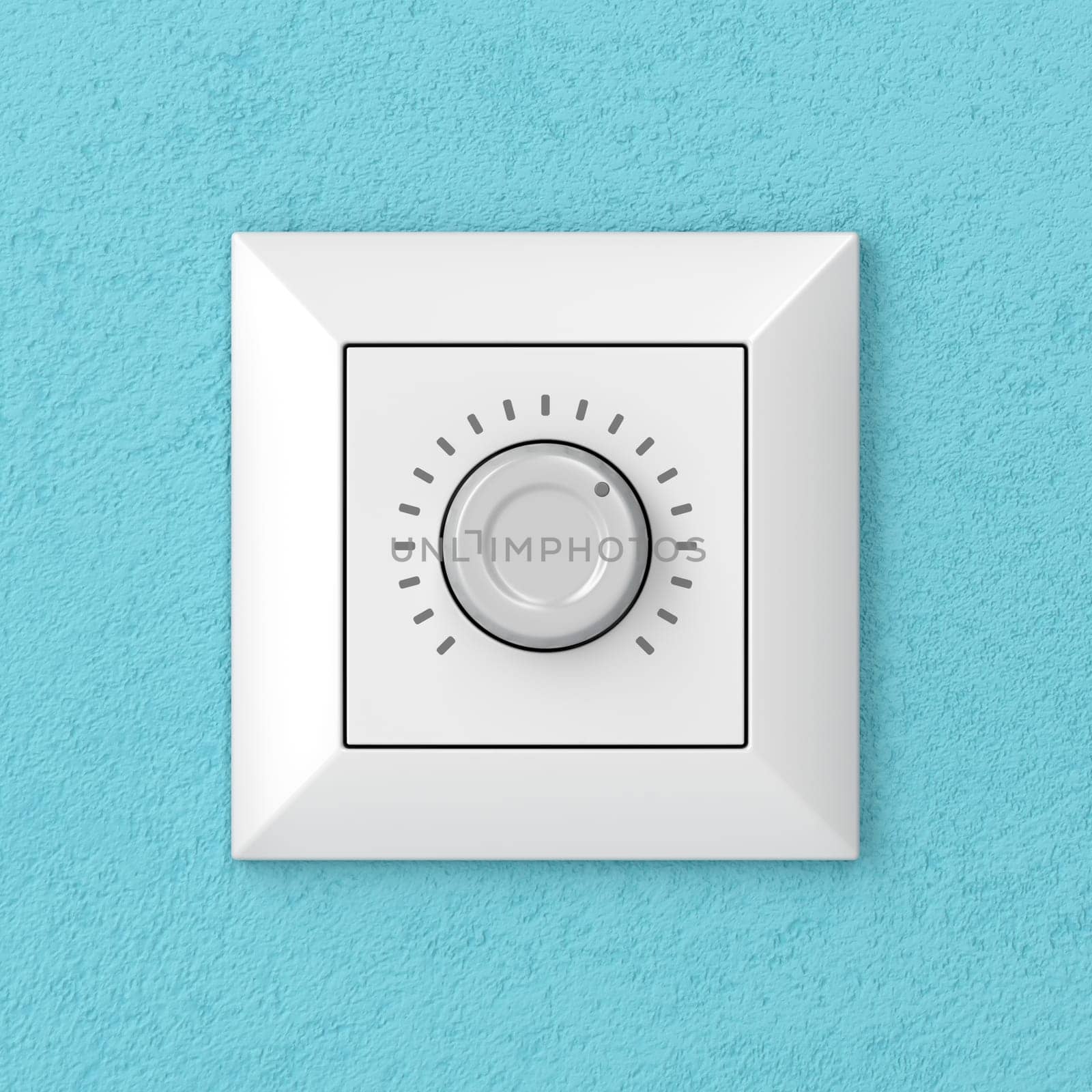 Dimmer light switch on a wall, front view