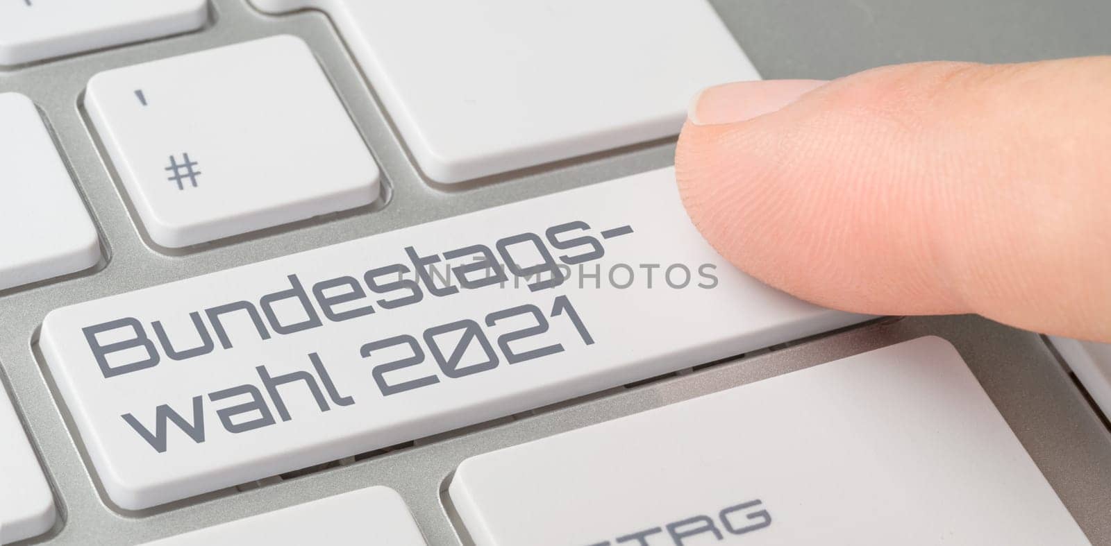 A keyboard with a labeled button - Parliamentary election 2021 in german - Bundestagswahl 2021