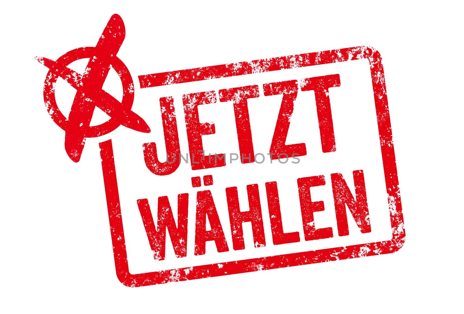 Red Stamp - Vote now in german - Jetzt wählen