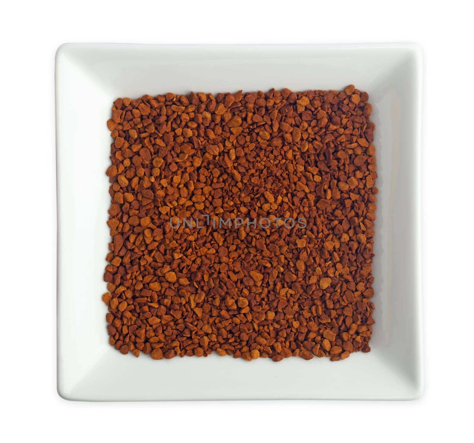 Instant Coffee on a plate isolated on white background background