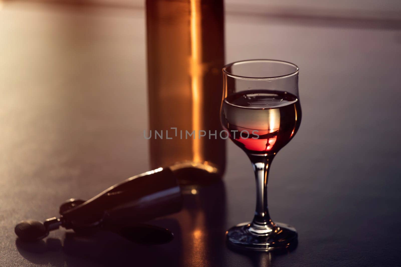 Wine tasting experience at the wine bar: red wine on the table.