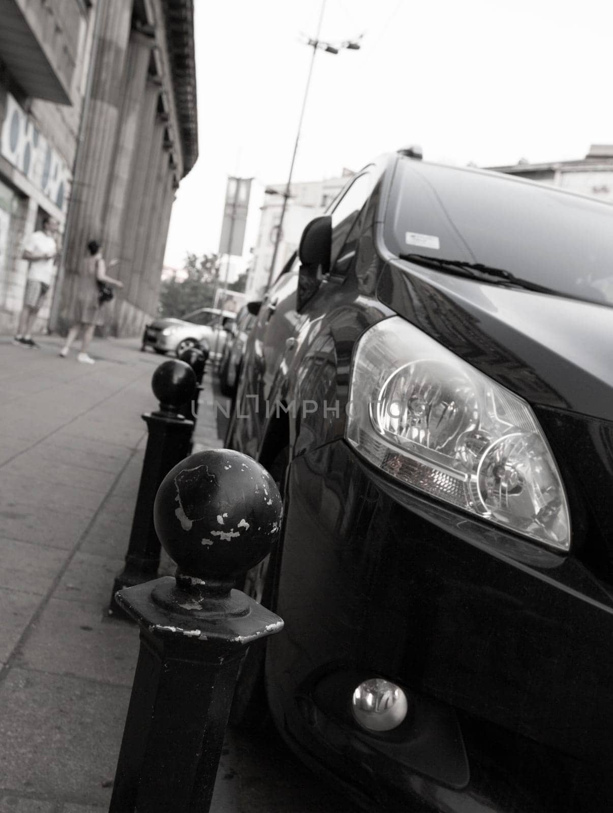 The Car headlights. Exterior closeup detail. Car detail
