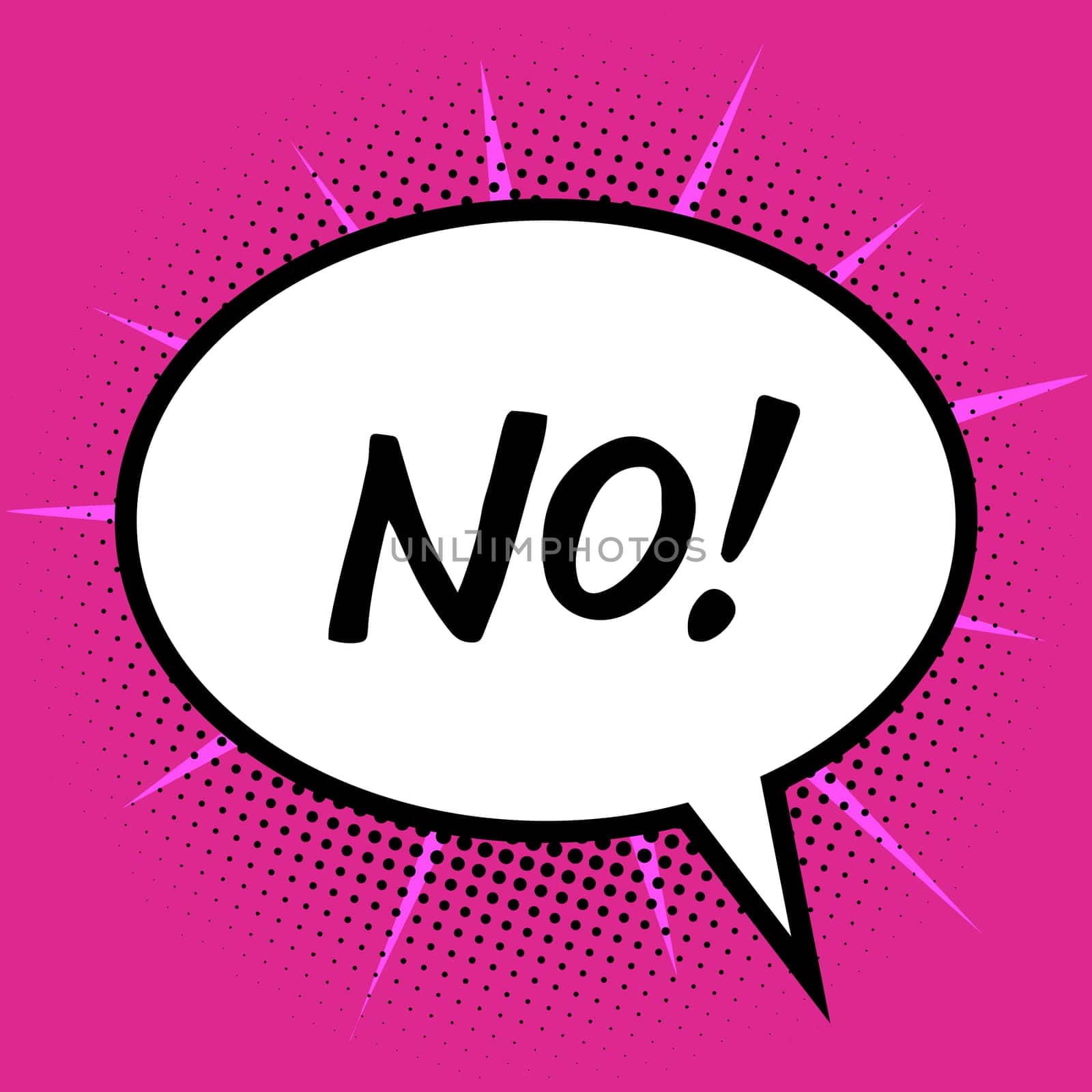 No inscription negation symbol sign text. The text in the bubble with retro pop art effect