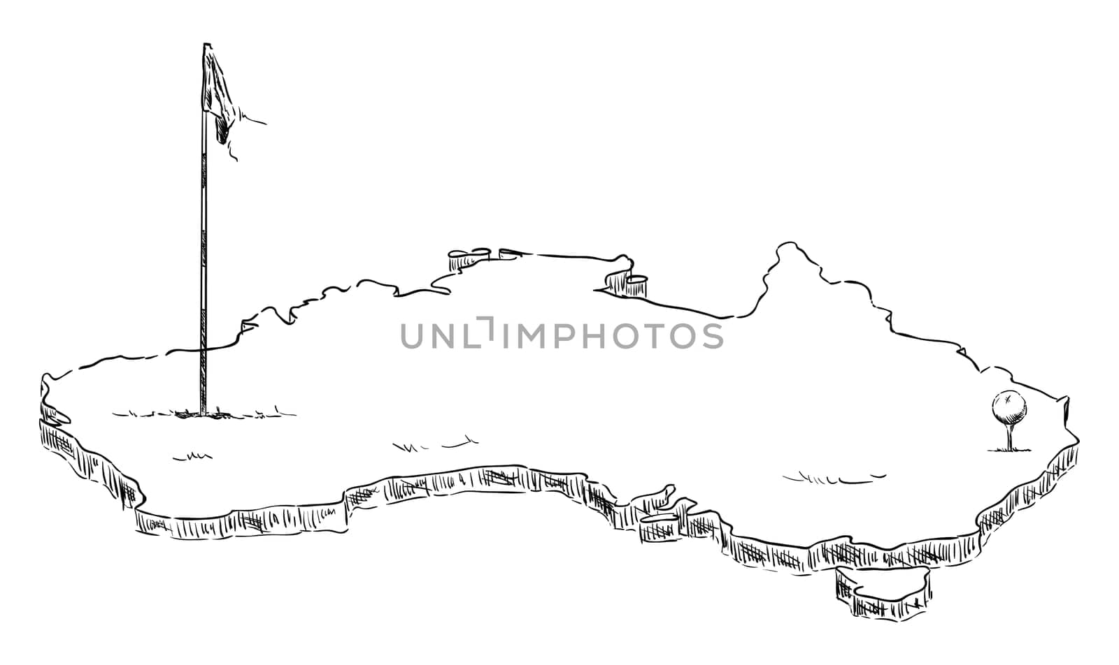 vector - France as a golf hole ,golf course