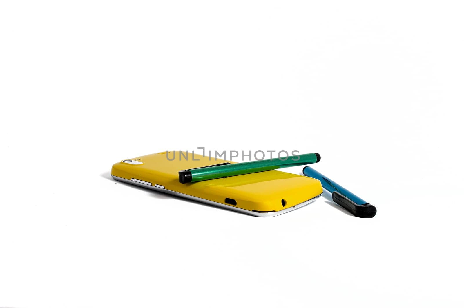 beautiful female touch phone and touch feather