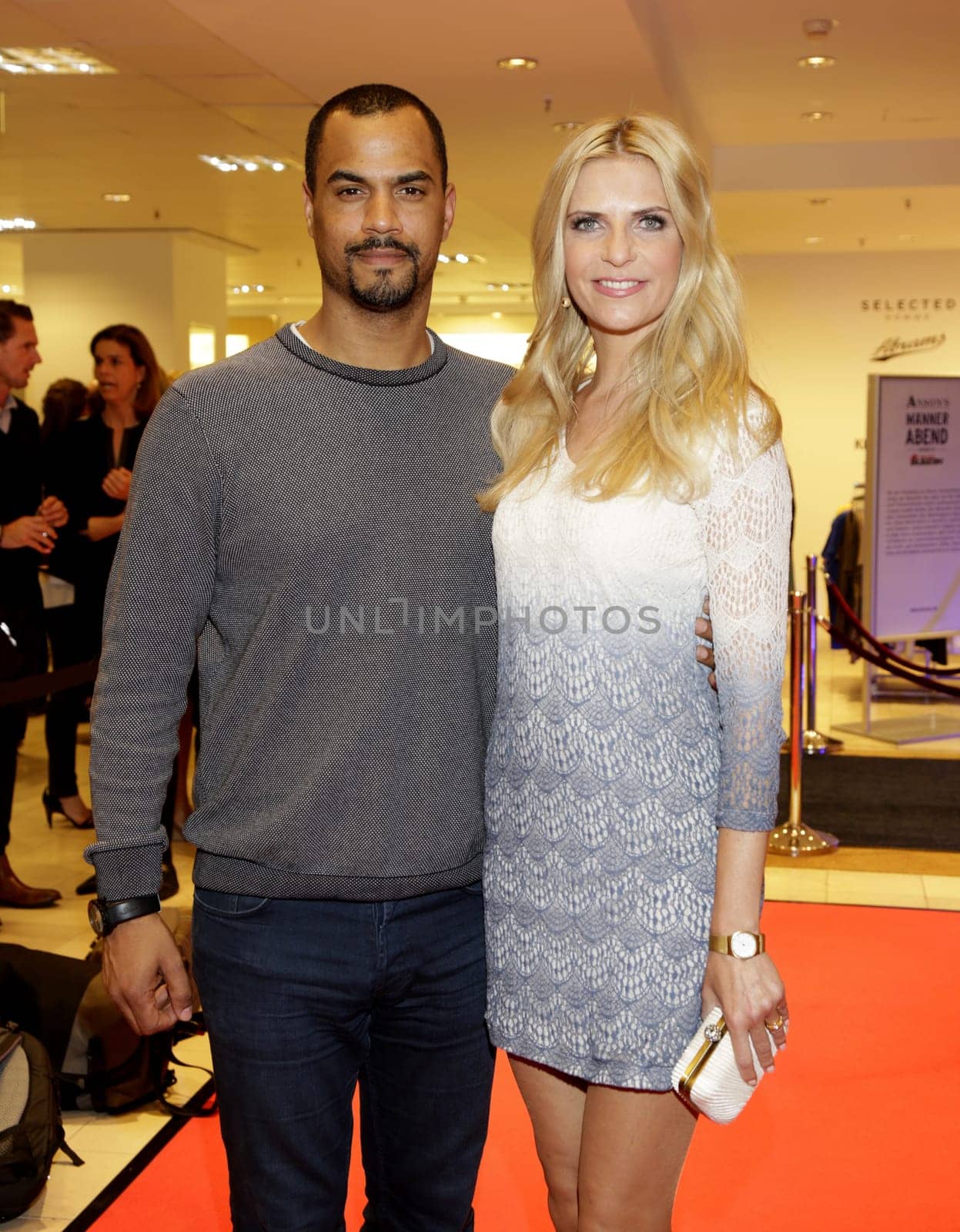 Tanja Builter,Patrice Bouédibéla , Anson's late-night shopping event invited to the first Maenner abend in Hamburg ,16.04.2015