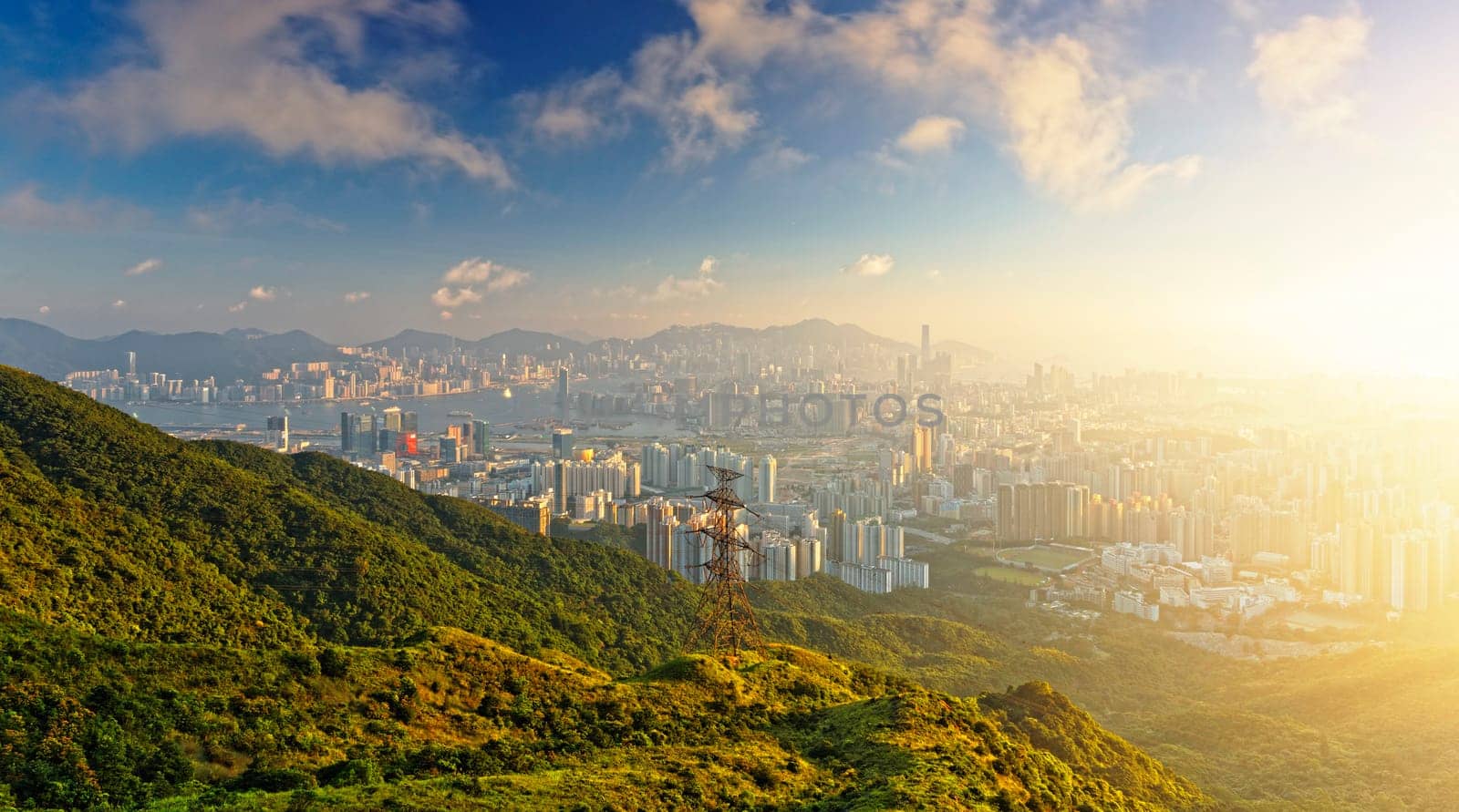hong kong sunrise on mountain