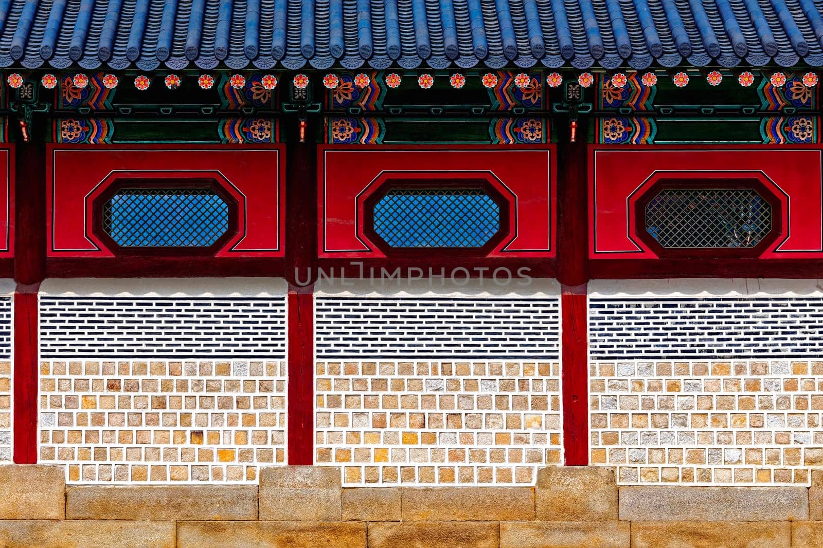 Chinese-style brick wall close up