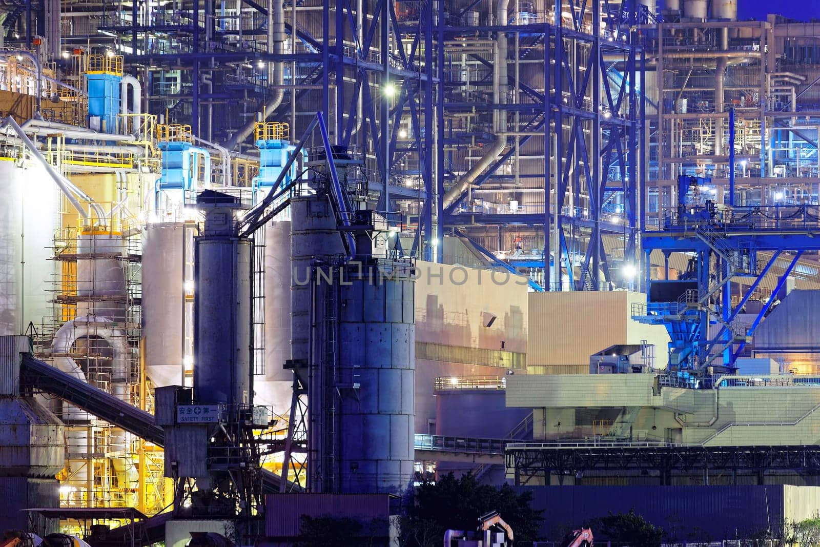 Power Station, oil and fuel tanks in hong kong at night