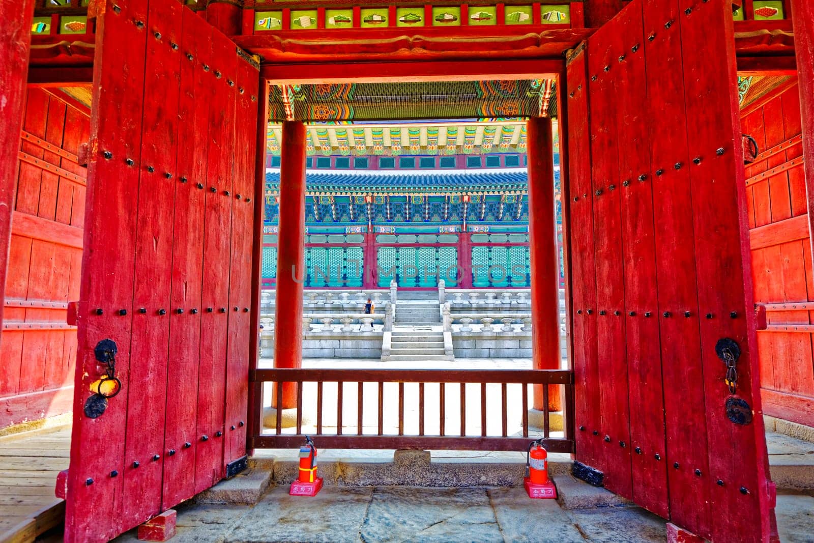 Korean old buildings. Anapji gate door in Gyeongju, South Korea