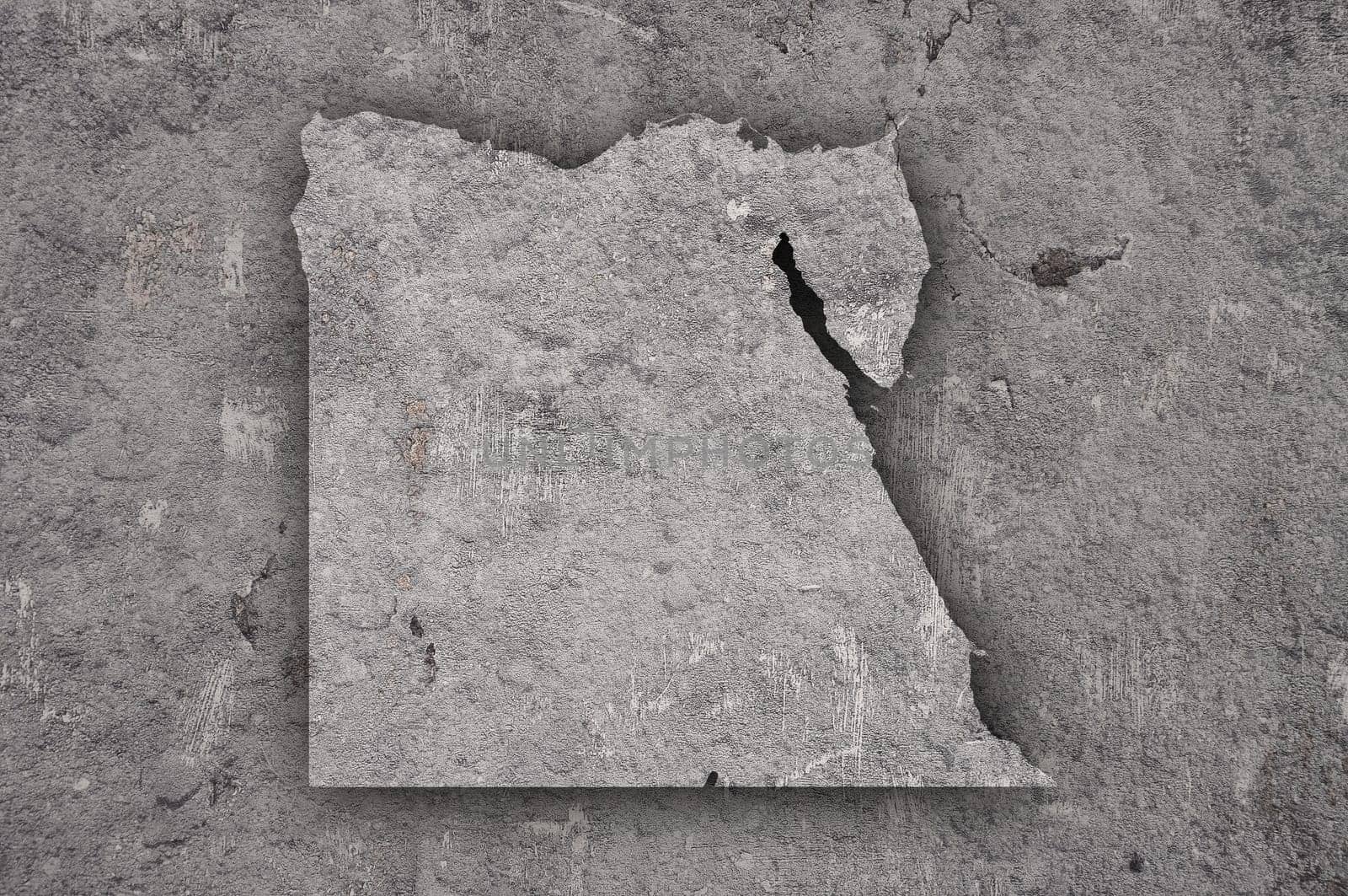 Map of Egypt on weathered concrete