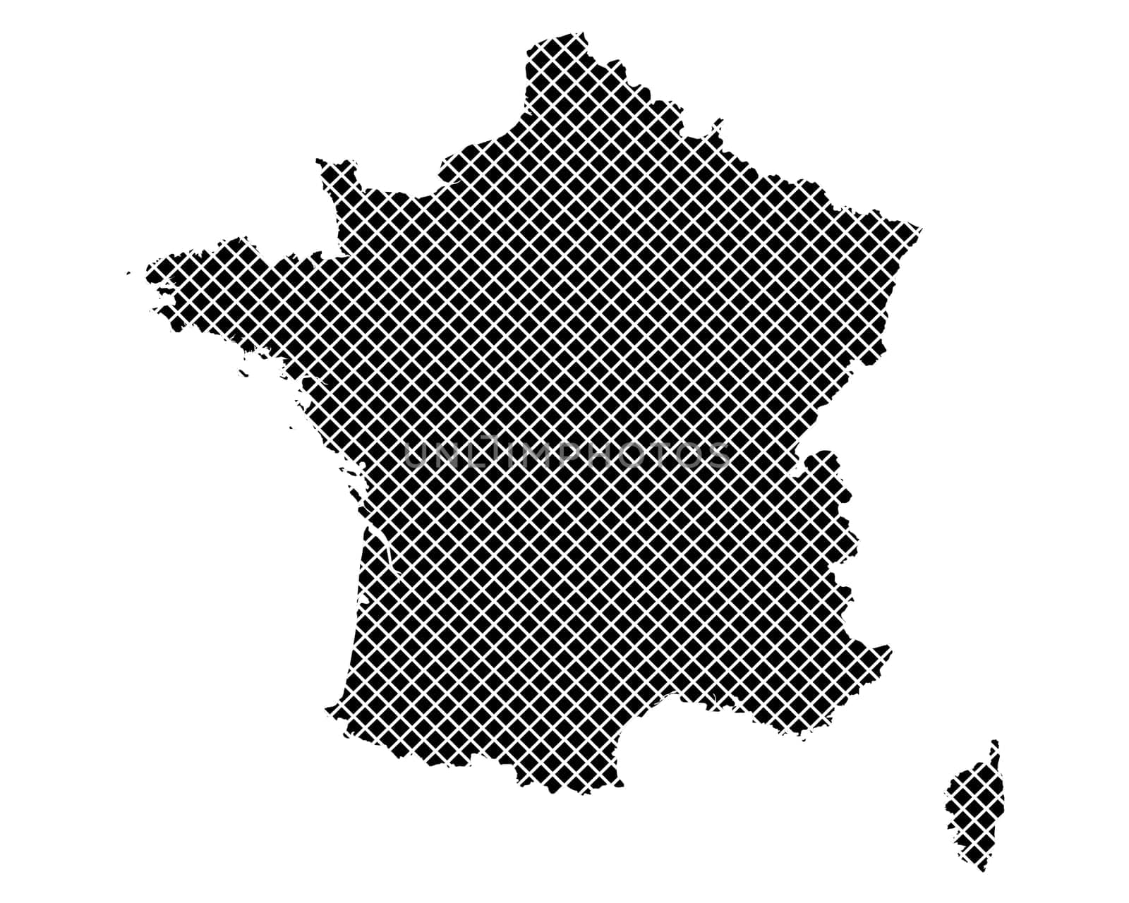 Karte von Frankreich auf einfachem Kreuzstich