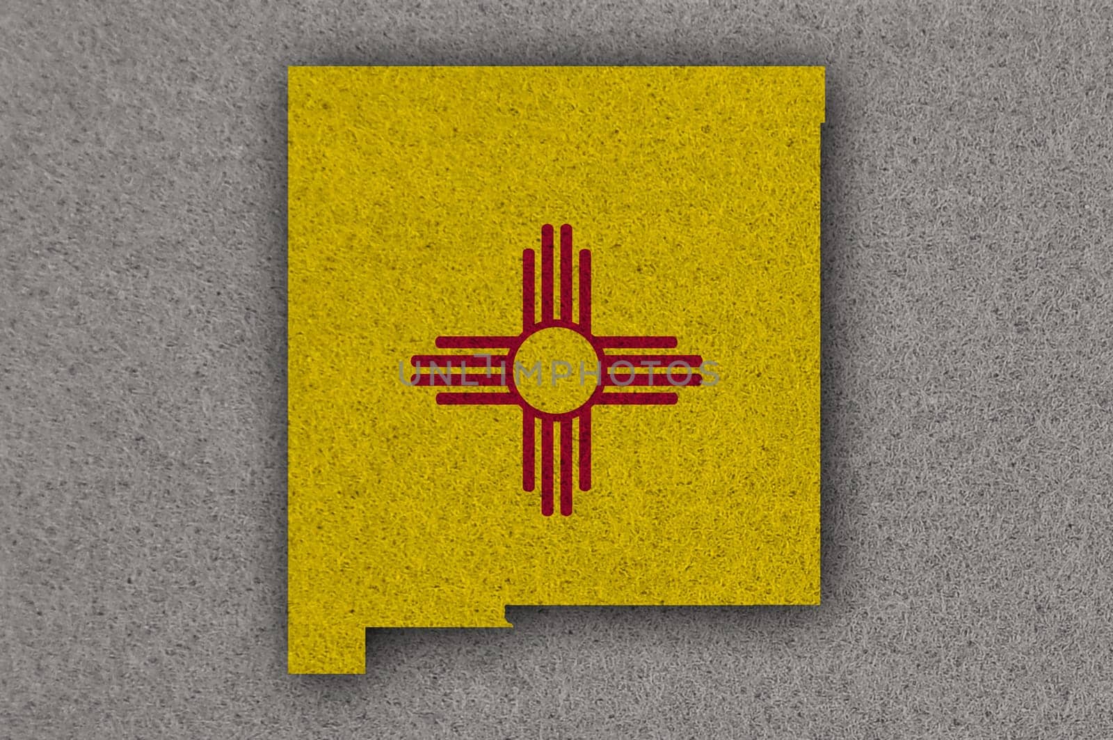 Map and flag of New Mexico on felt