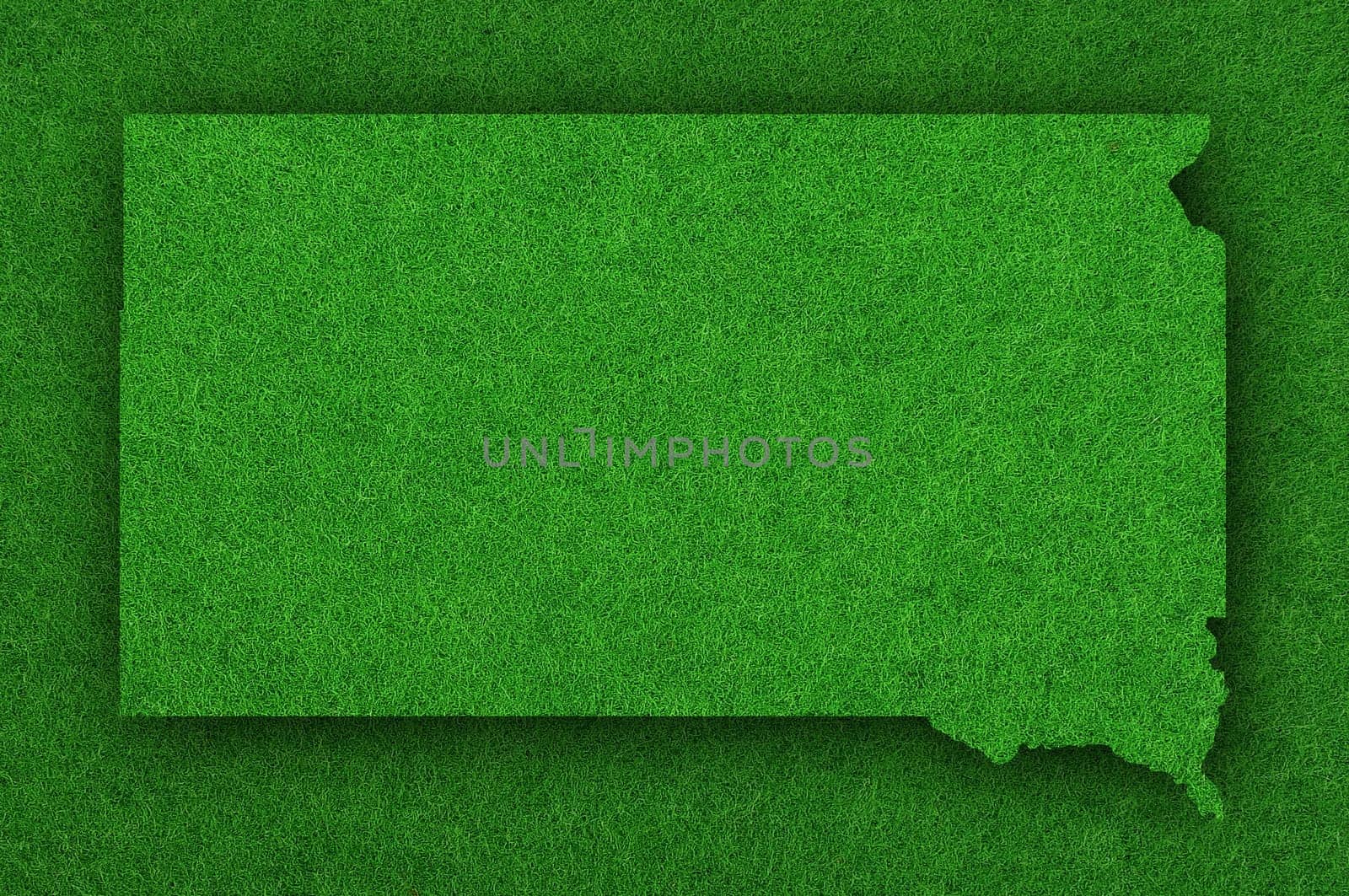 Map of South Dakota on green felt