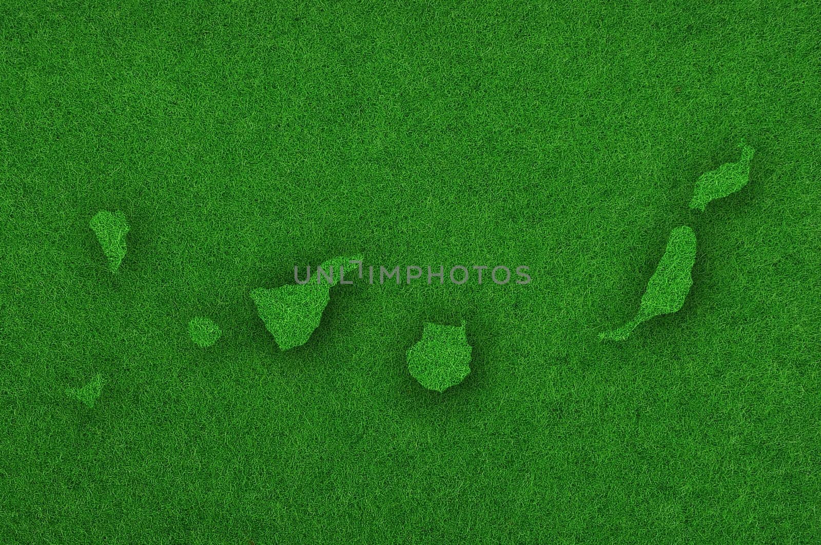 Map of Canary Islands on green felt