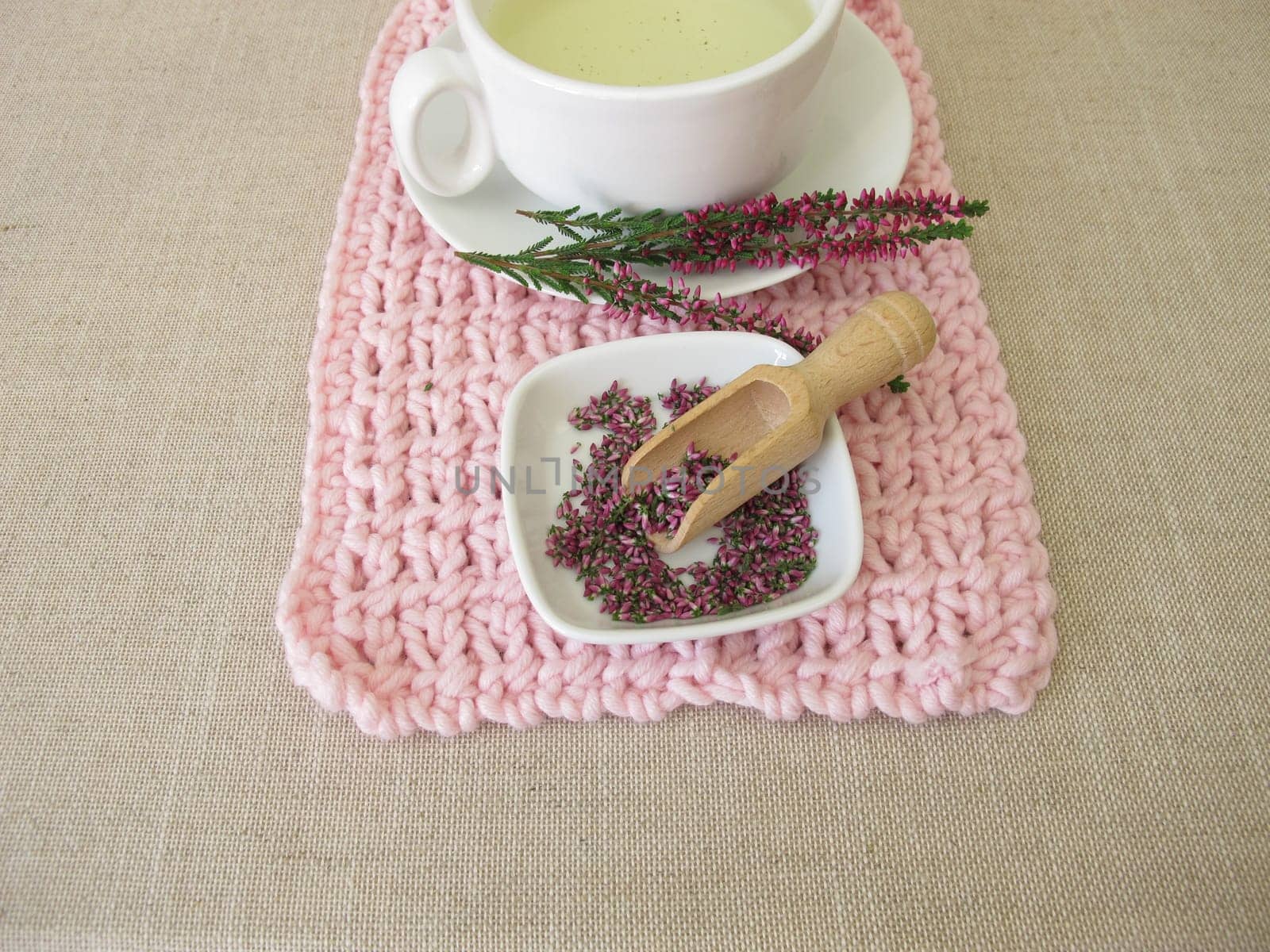 Herbal tea from dried heather flowers