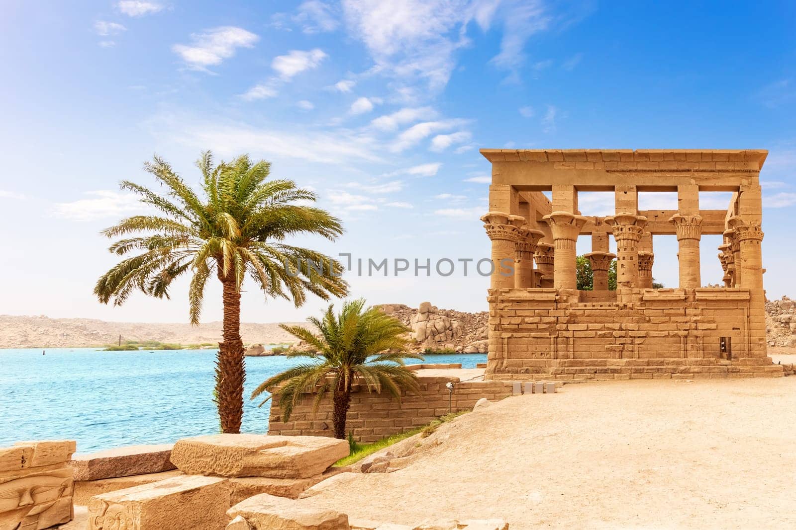 Trajan's Kiosk of the Philae Temple by the Nile, Aswan, Egypt.