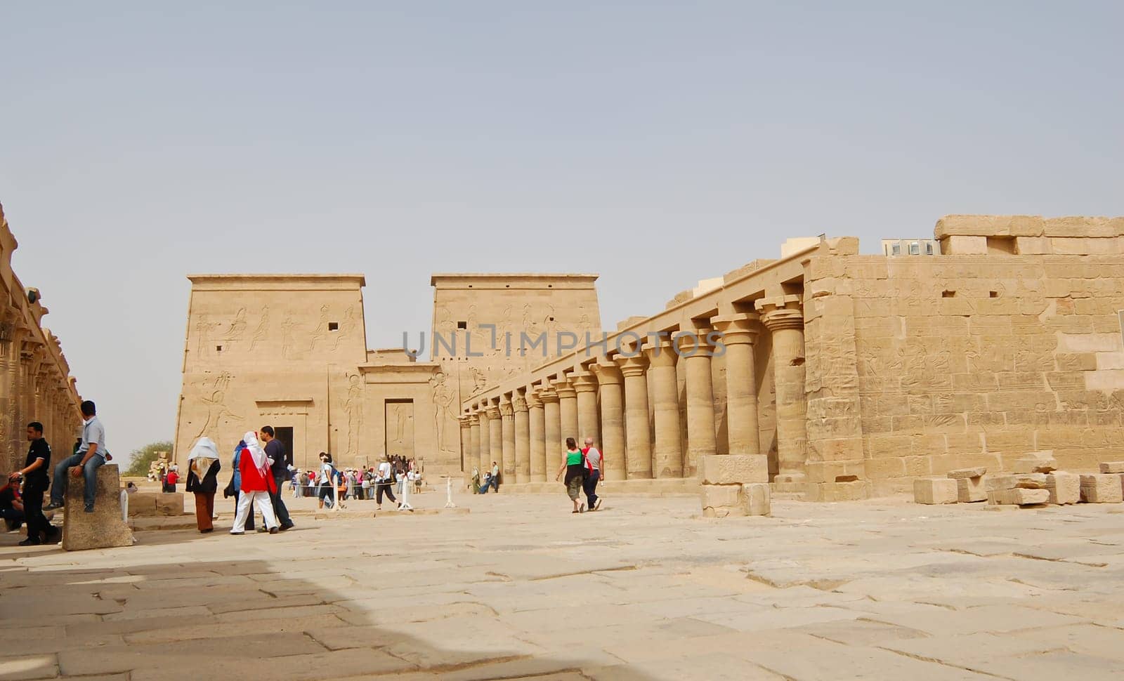 Low angle view of Temple of Isis on Philae Island in Egypt. Photo taken on February 24, 2007.