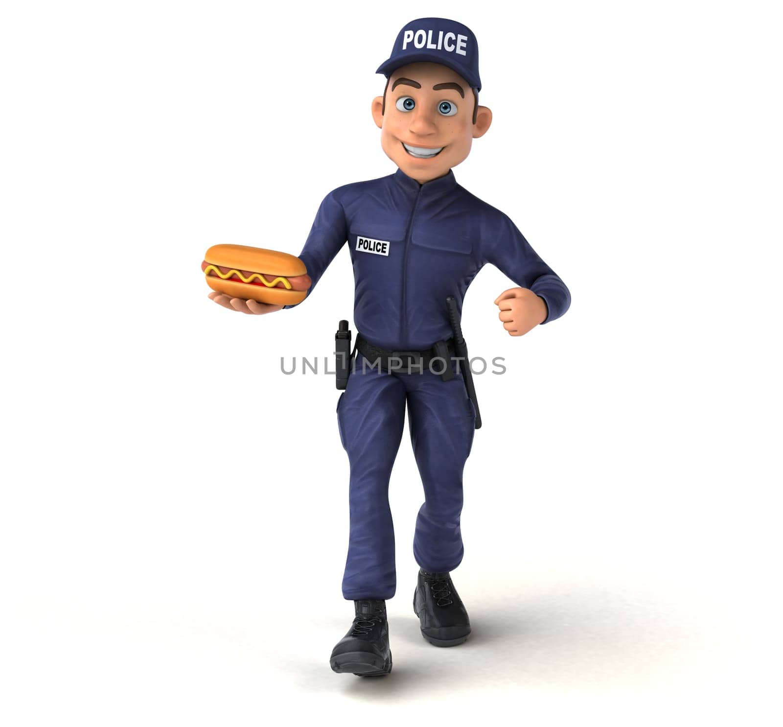 Fun 3D illustration of a cartoon Police Officer