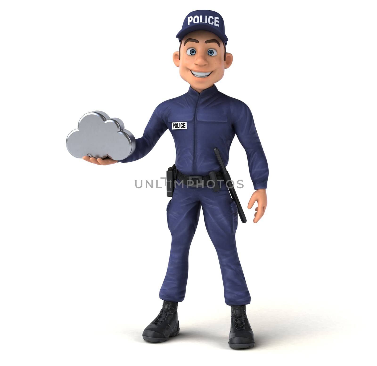 Fun 3D illustration of a cartoon Police Officer