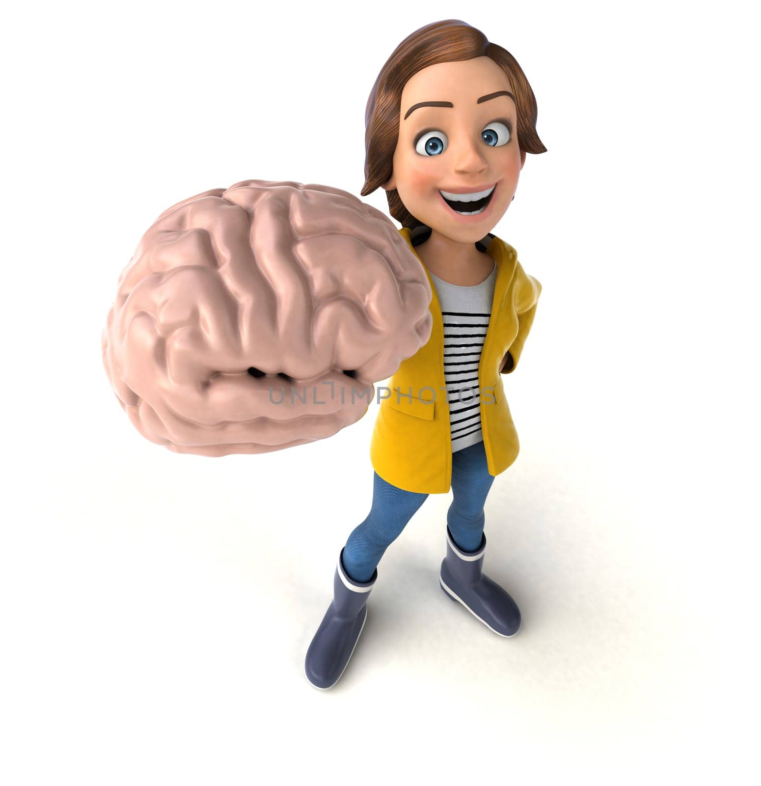 Fun 3D illustration of a cartoon teenage girl
