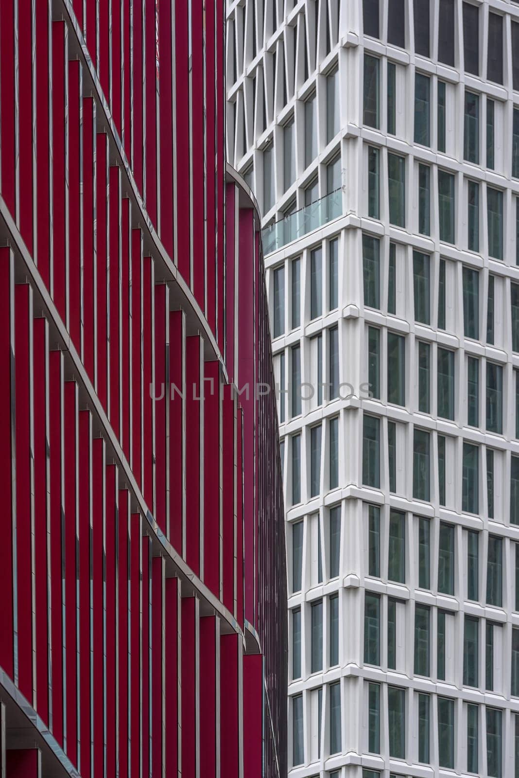 Facades of modern skyscrapers in the city center of Frankfurt am Main