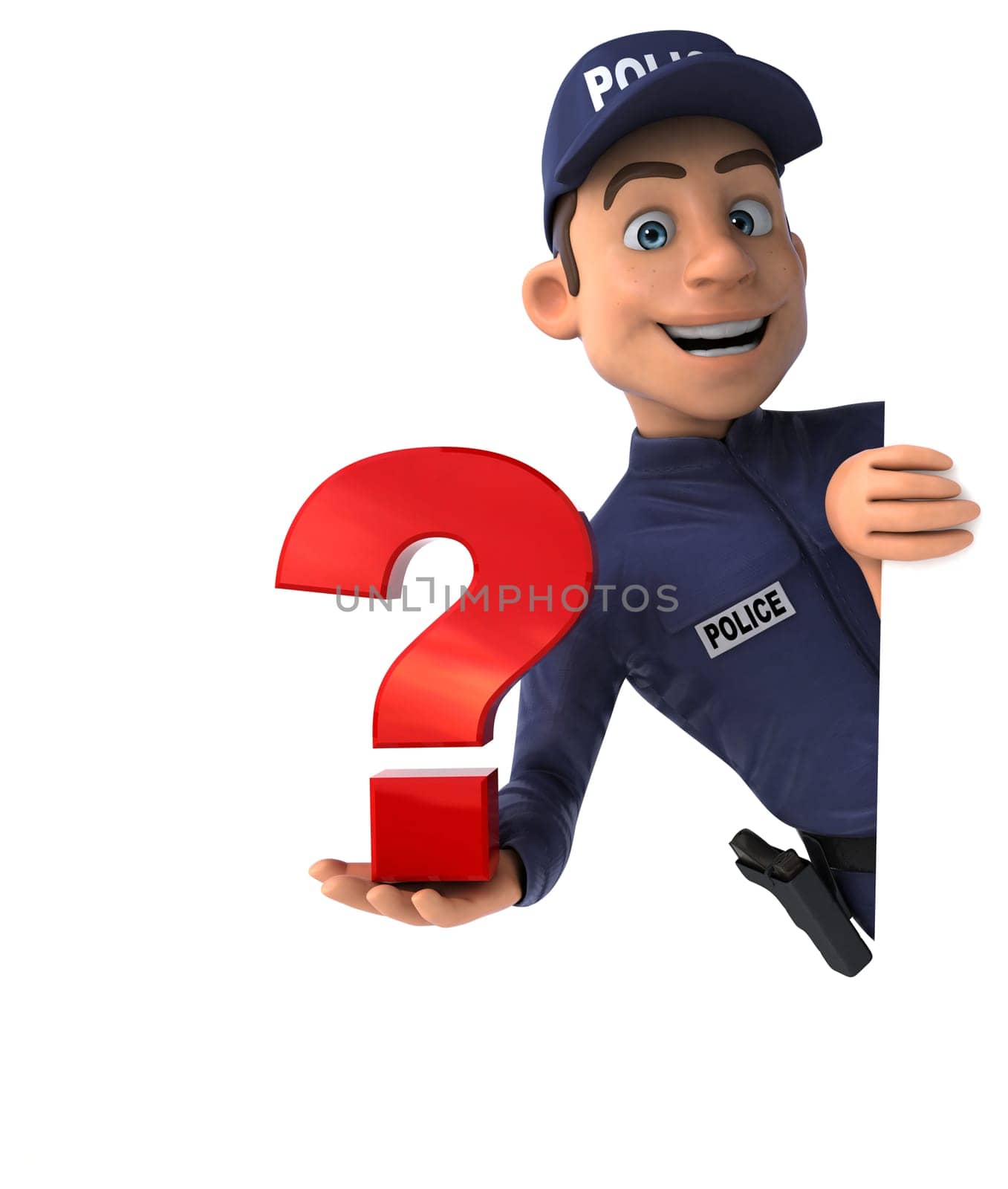 Fun 3D illustration of a cartoon Police Officer