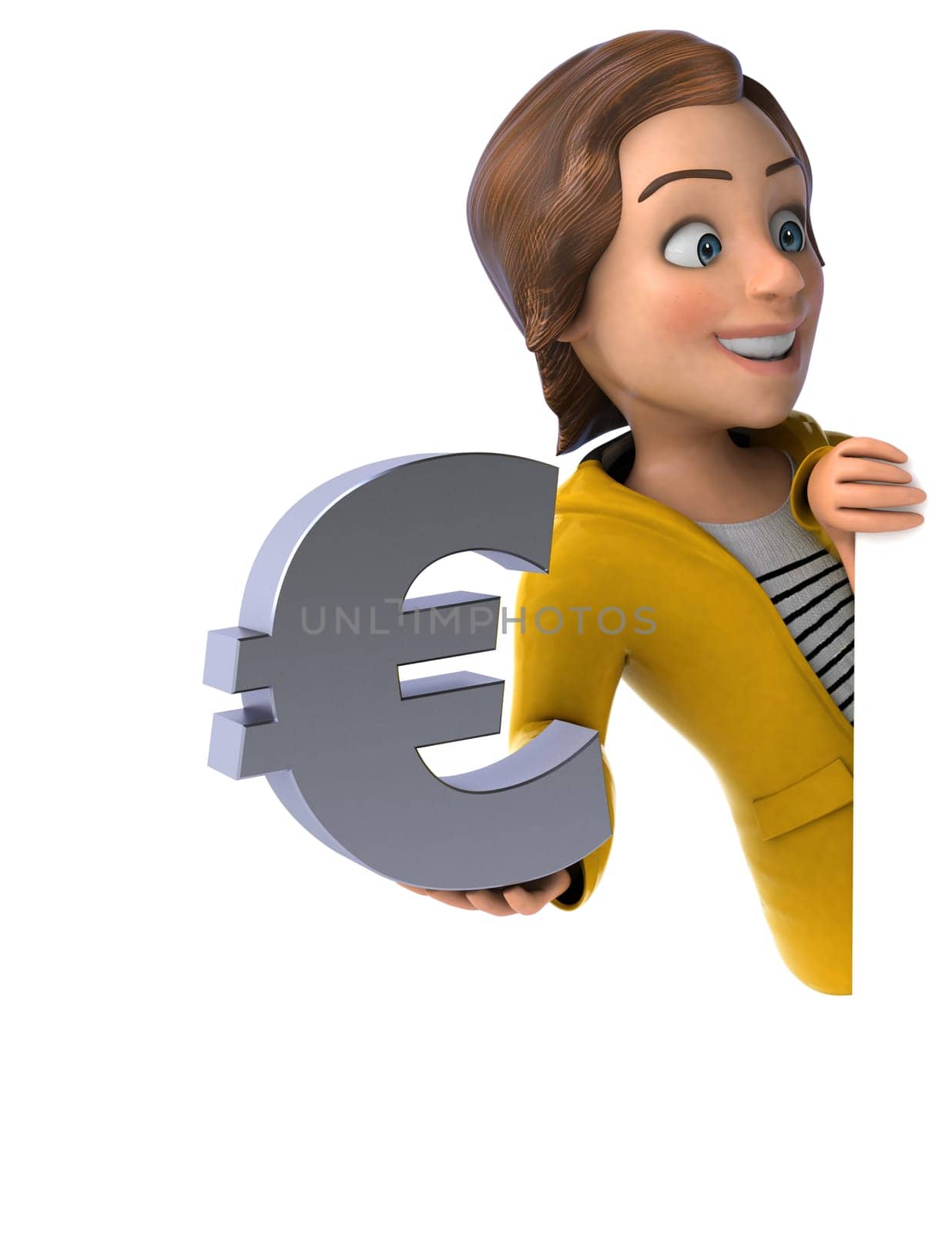 Fun 3D illustration of a cartoon teenage girl