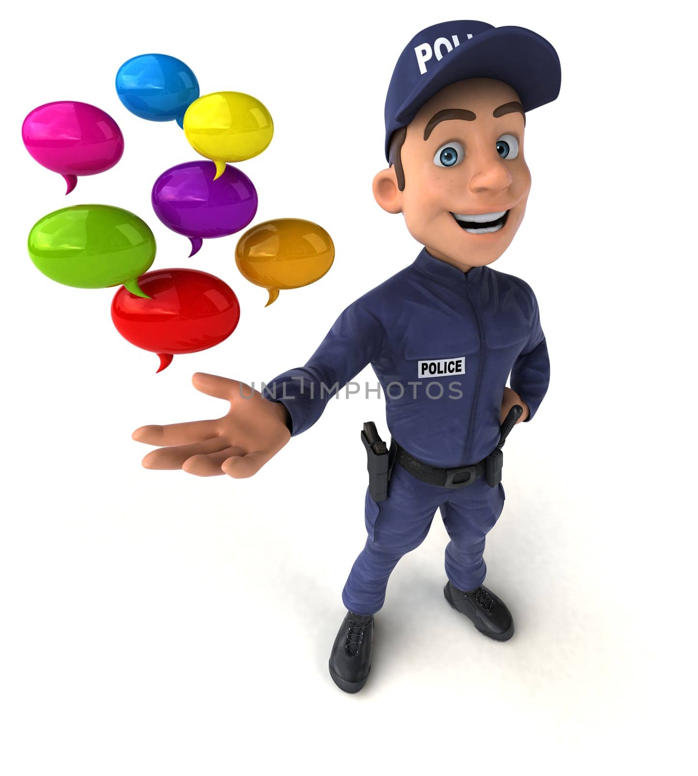 Fun 3D illustration of a cartoon Police Officer