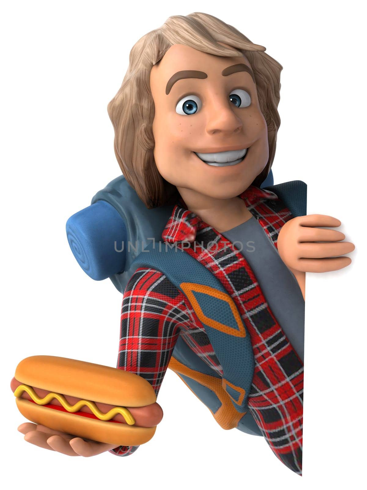 Fun backpacker cartoon guy