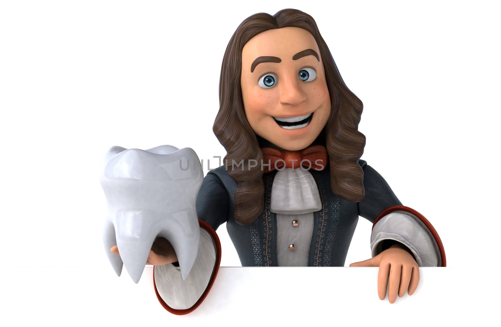 3D Illustration of a cartoon man in historical baroque costume
