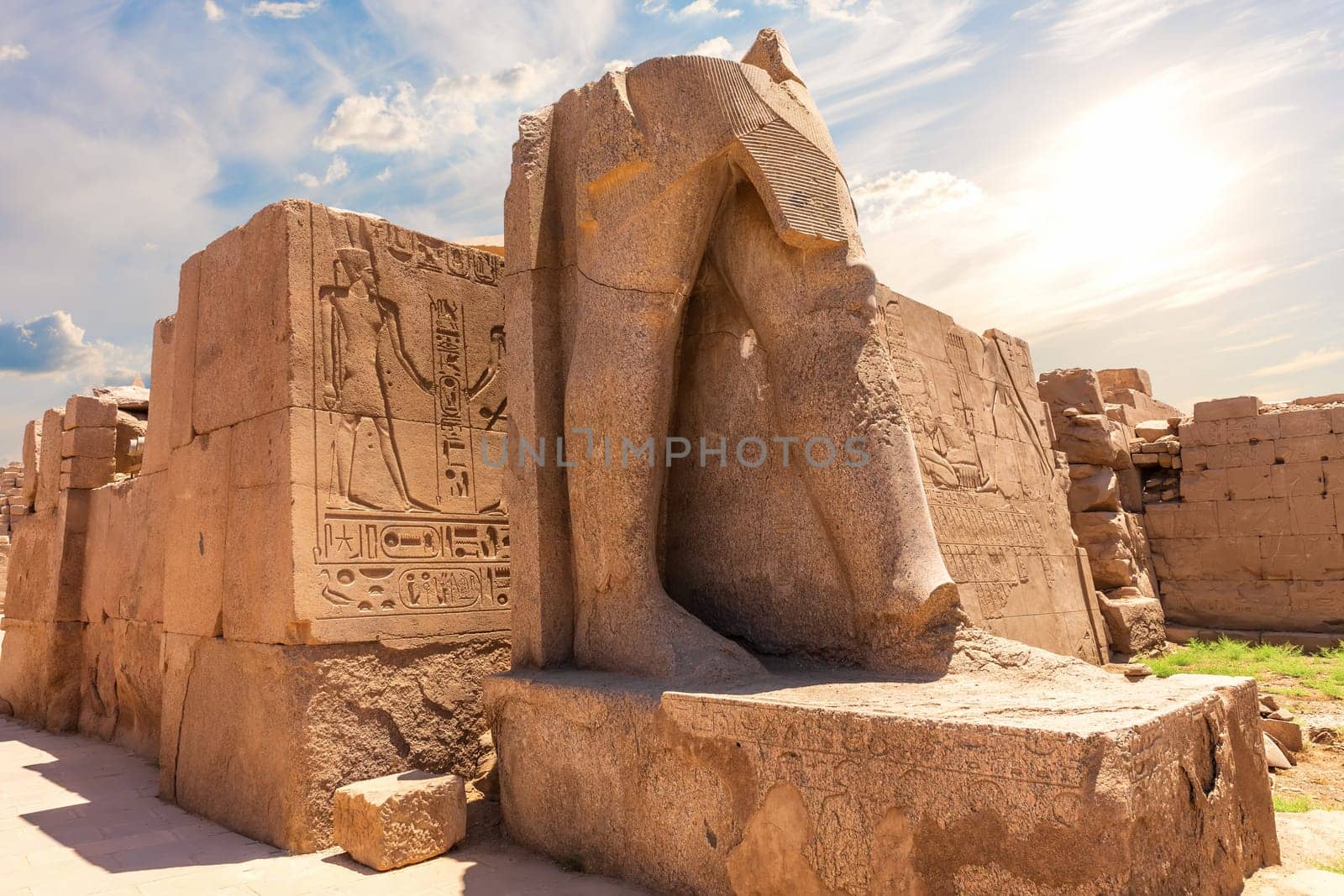 Ancient statue remnants, Karnak Temple of Luxor, Egypt.
