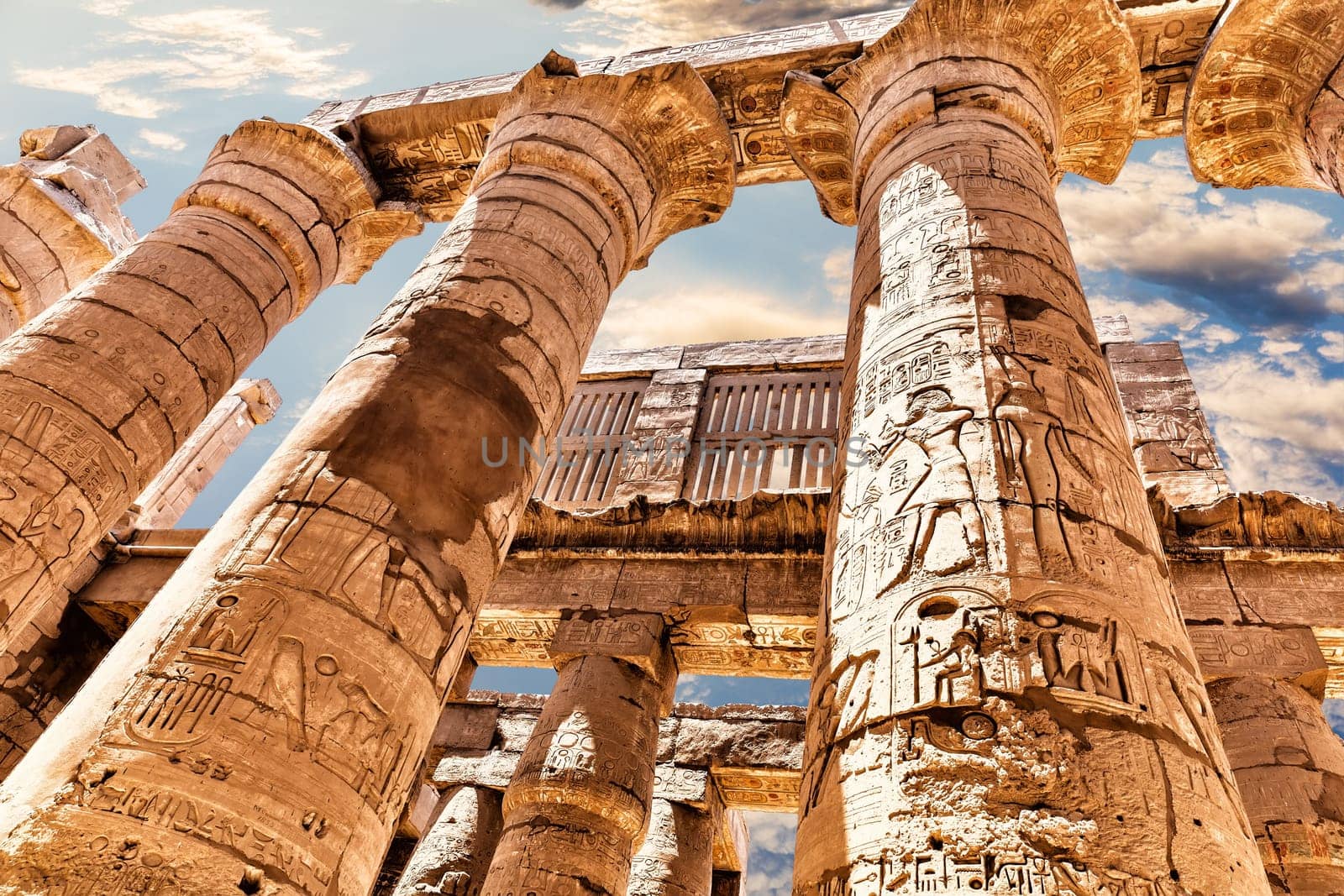 Columns of the Great Temple of Amun, Karnak, Luxor, Egypt.