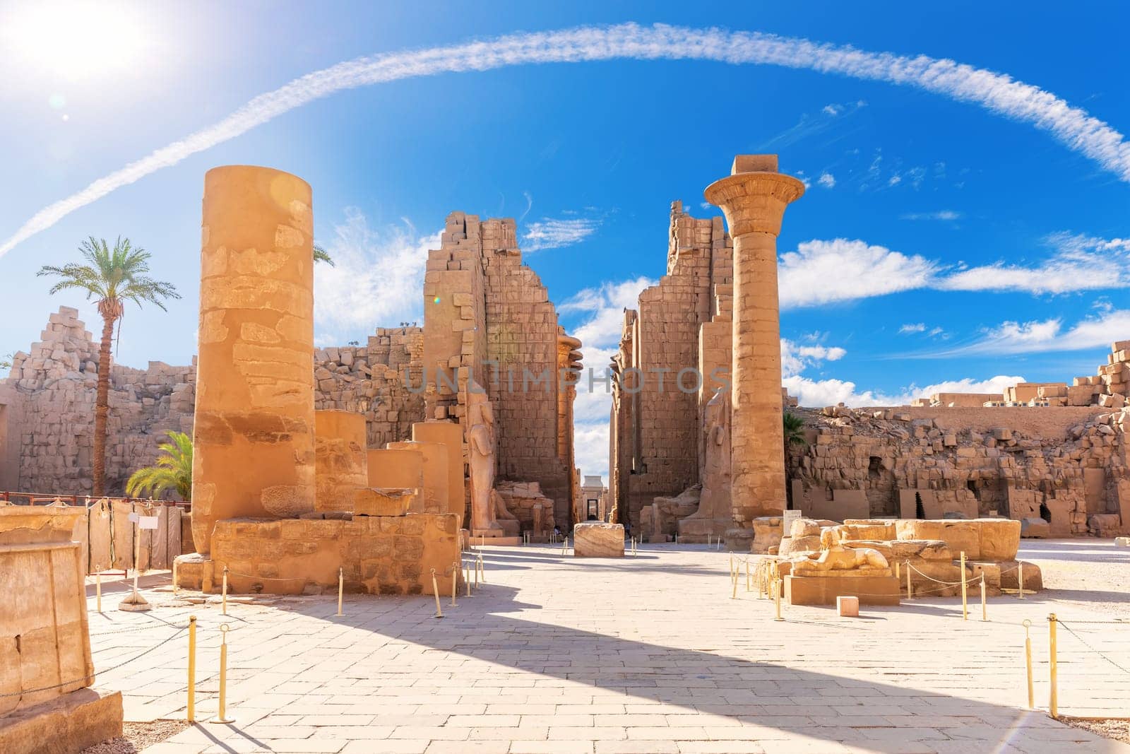 The Great Hypostyle Hall of the Karnak Temple, famous ancient place of visit of Luxor, Egypt.