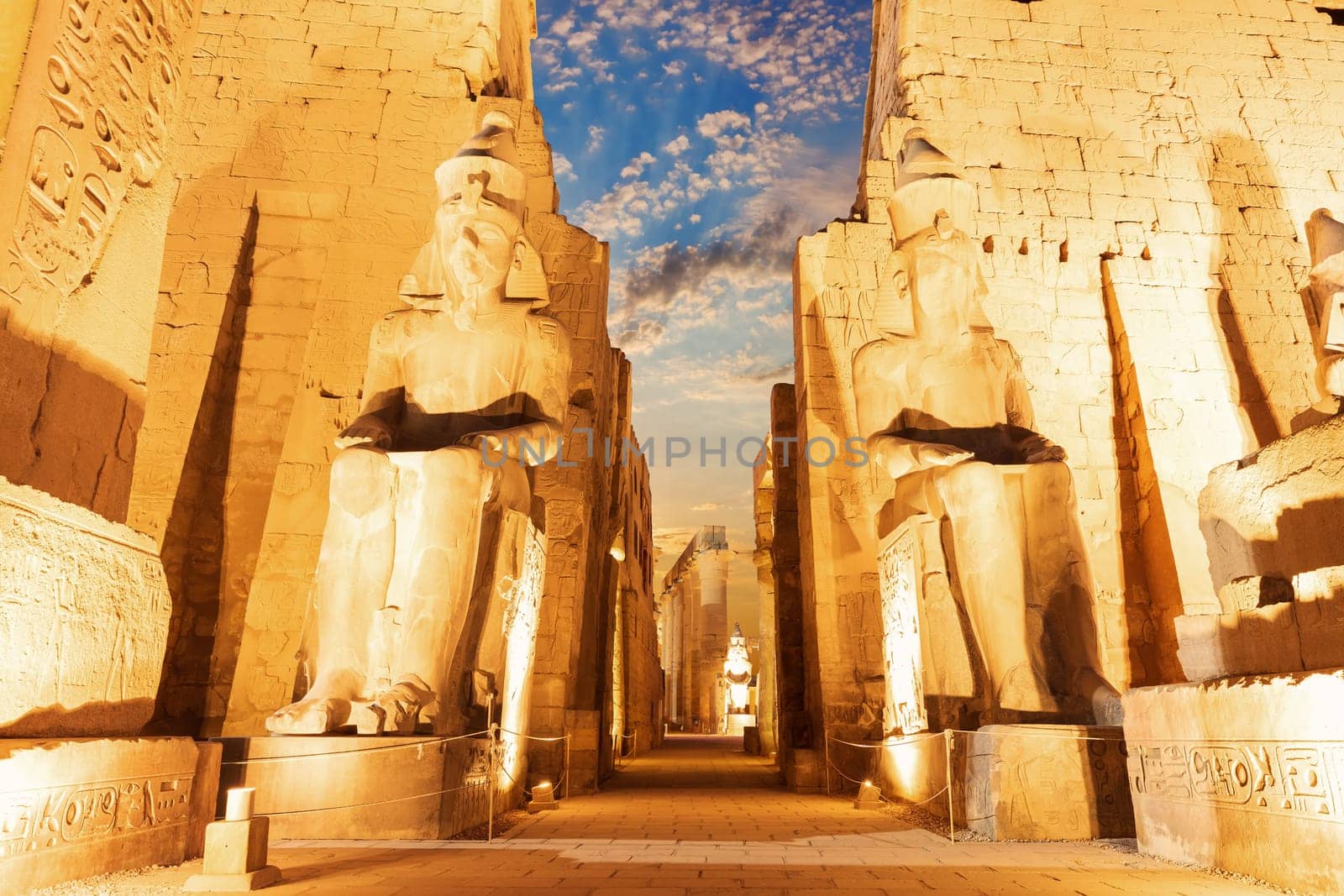 Luxor temple main entrance, first pylon, Egypt.