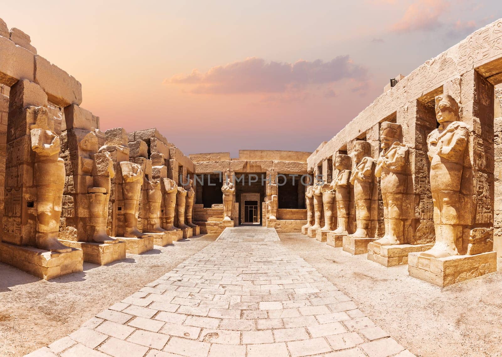 Karnak Temple at suset, Great Temple of Amun, Luxor, Egypt.