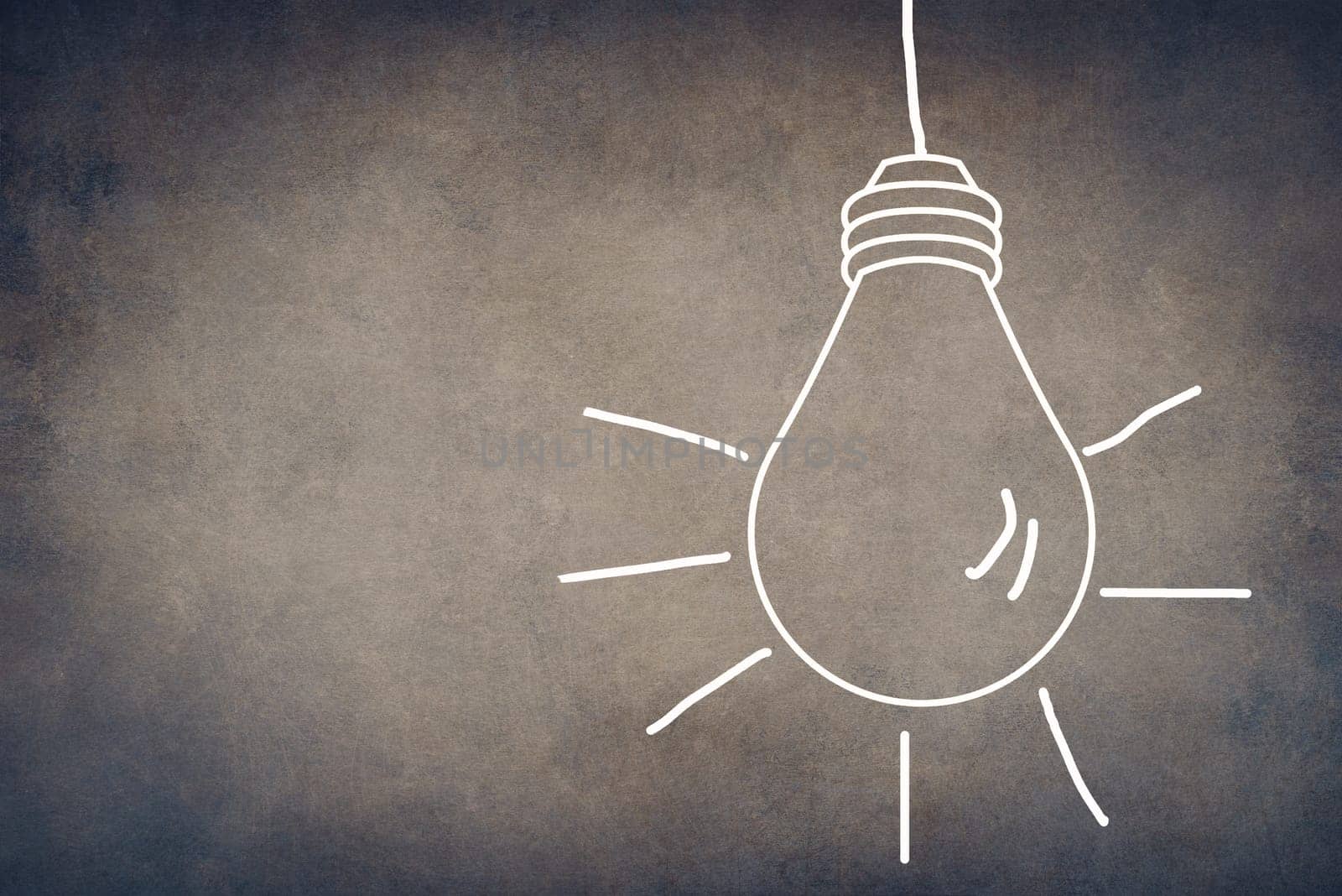 A white bulb on a textured background, symbol for idea, creativity, business, planing