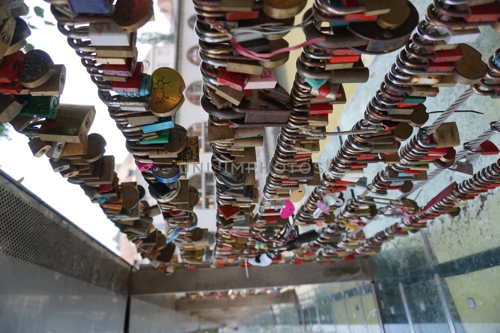 Love locks on a bridge in Ljubljana, 2020