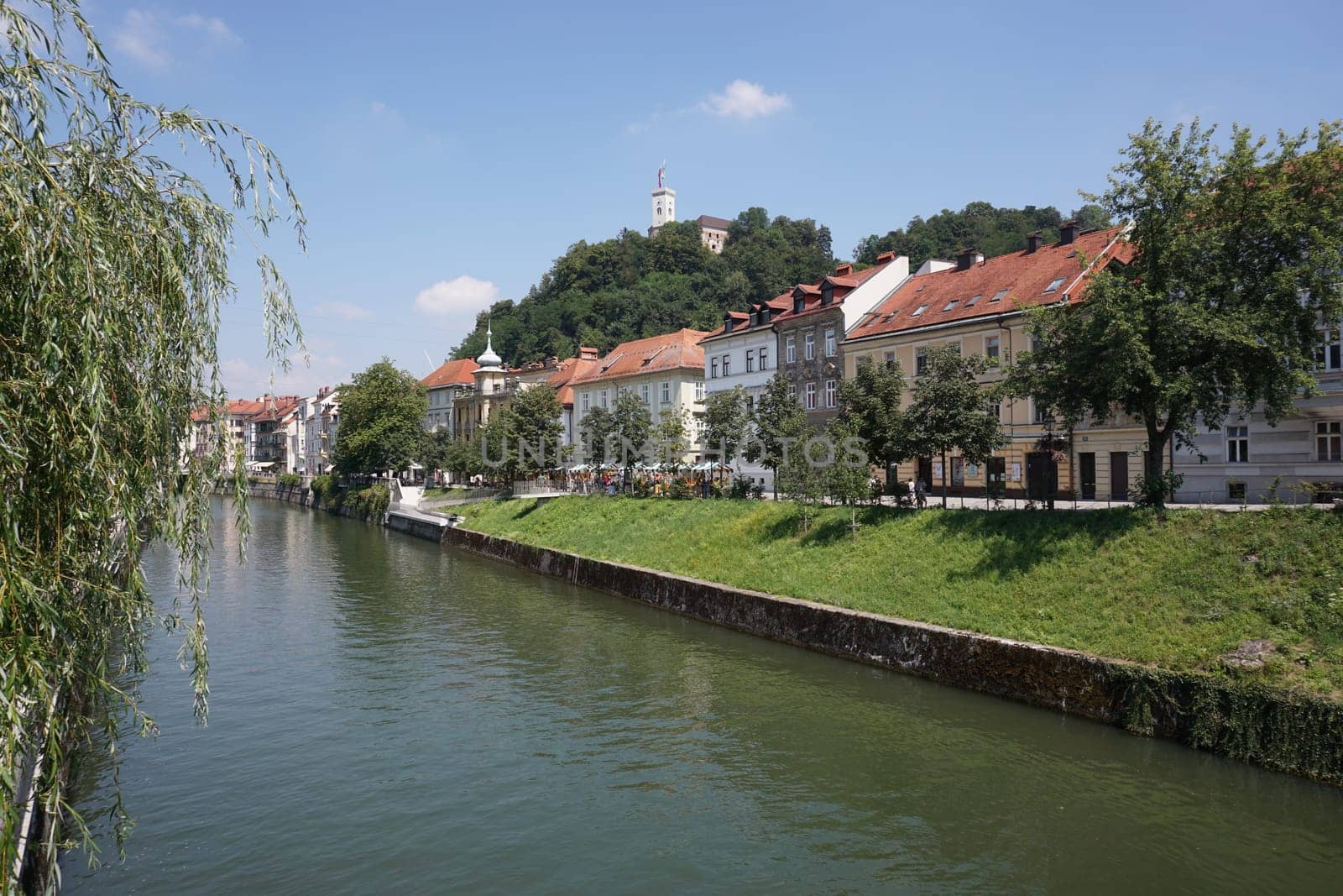 View on the canal of Ljubljana in summer time, 2020