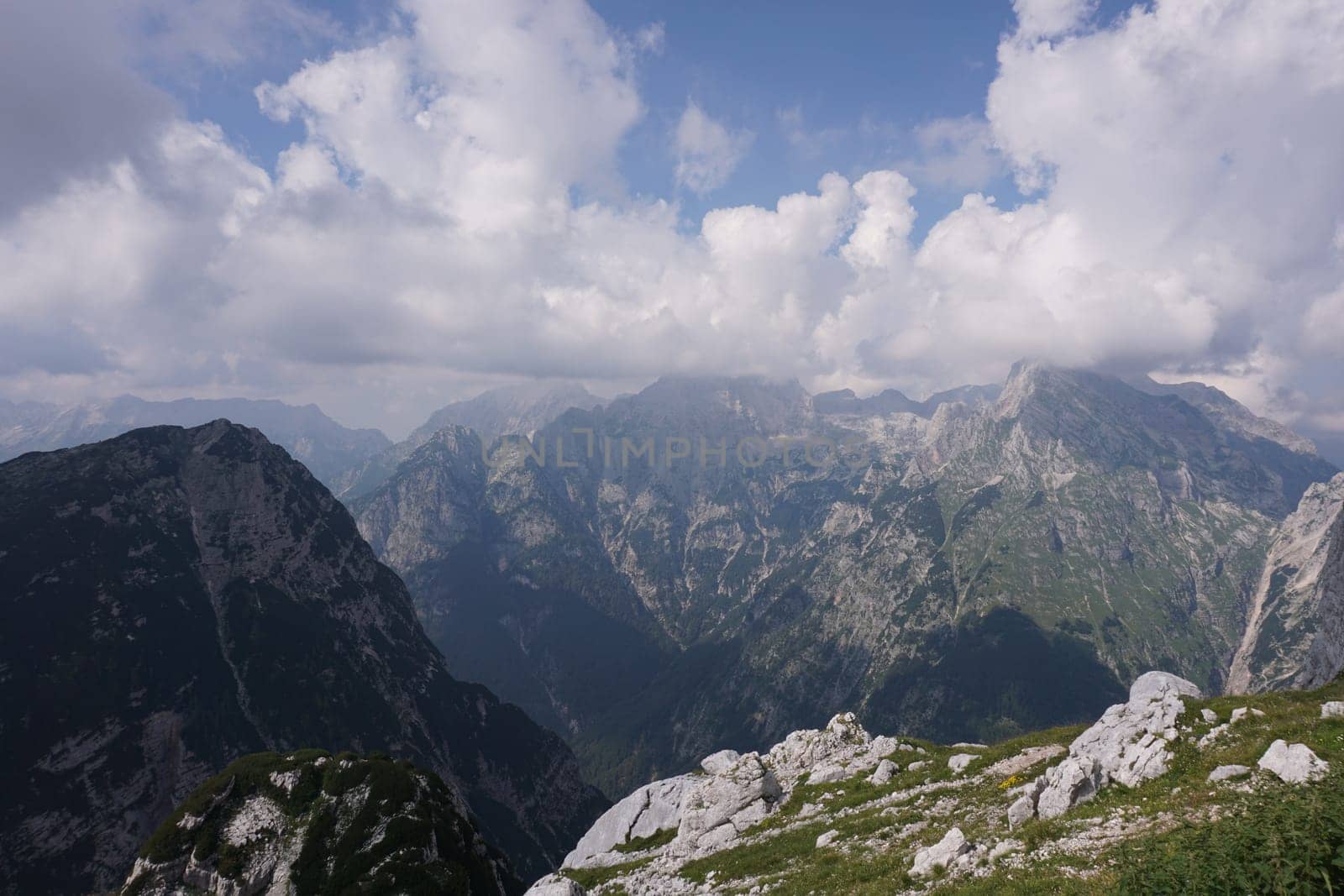 Amazing view from a mountain hut close to Mount Triglav, Slovenia 2020