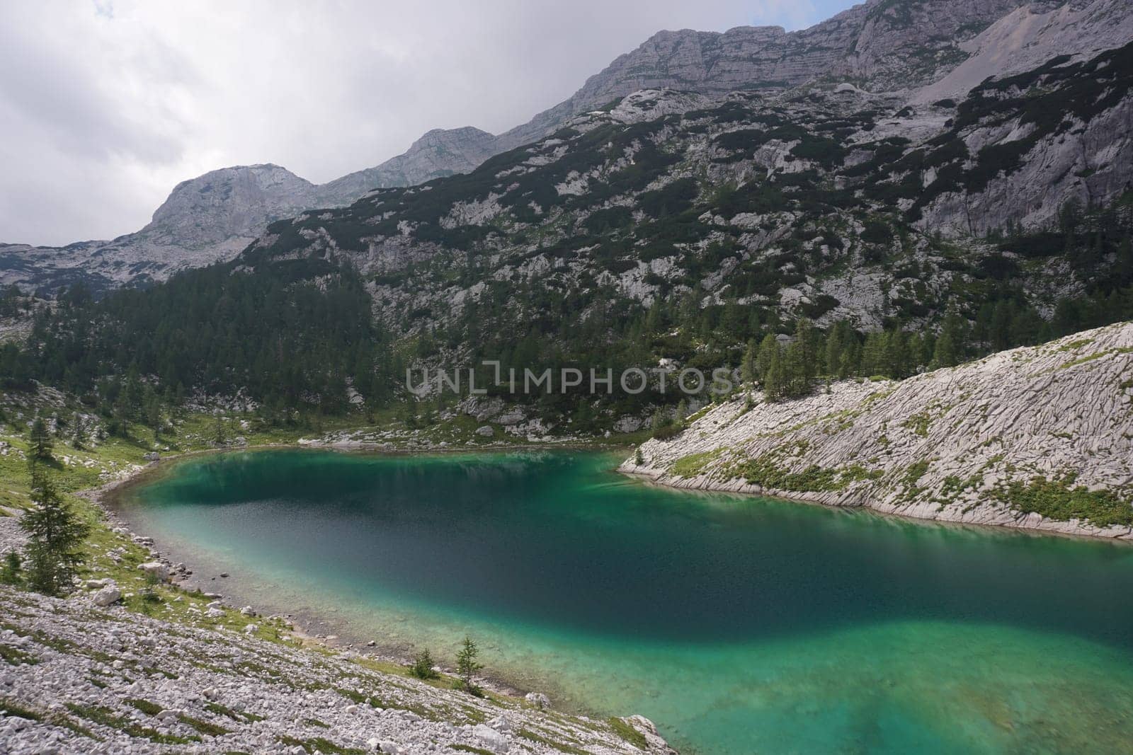 Great Lake with turquoise water on the Seven Lakes Valley Hike, Slovenia 2020