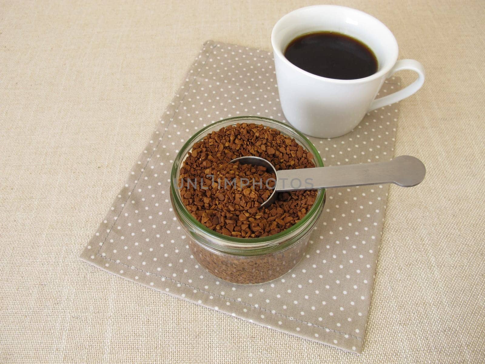 A cup of instant coffee from soluble bean coffee