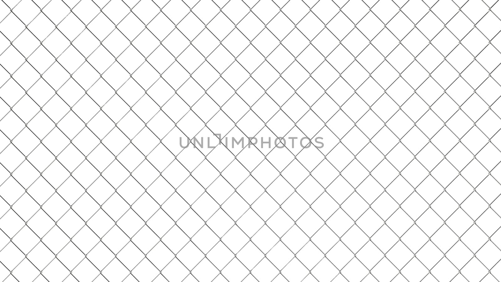 Chain link fence pattern. Industrial style wallpaper. Realistic geometric texture. Graphic design element for corporate identity, web sites, catalog. Steel wire wall isolated on white. 3D illustration