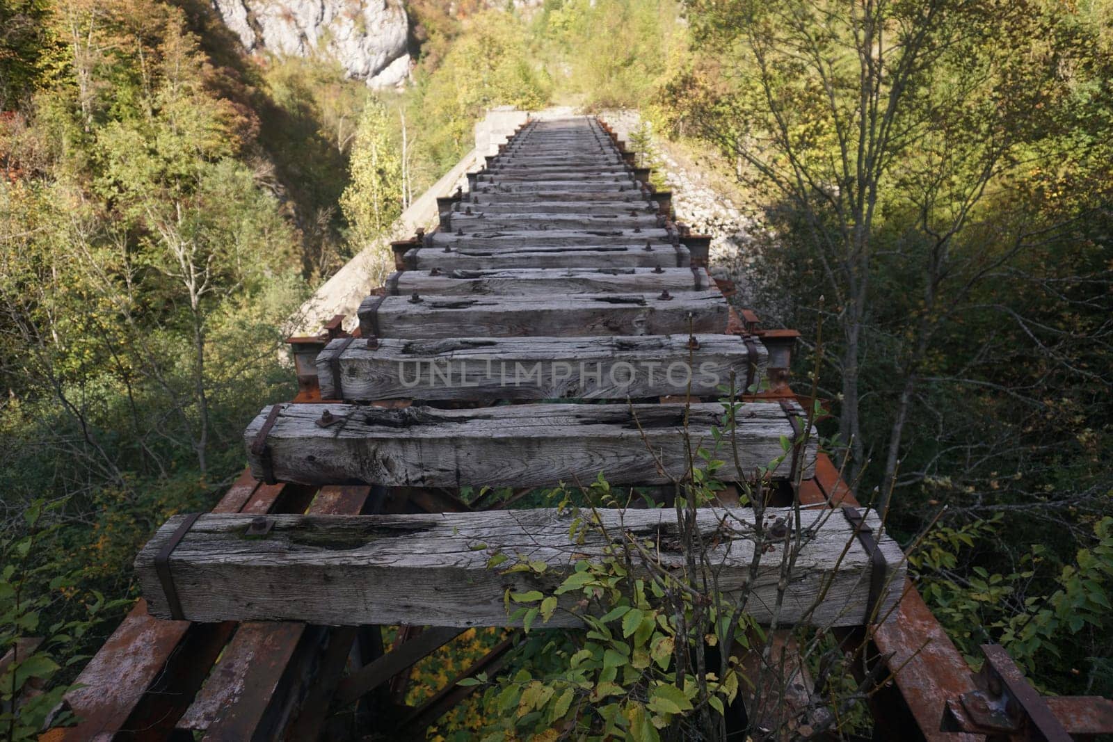 Wooden train tracks on the Ciro trail from Sarajevo to Pale, Bosnia 2020