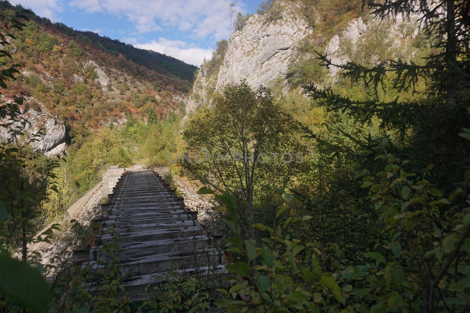 Wooden train tracks on the Ciro trail from Sarajevo to Pale, Bosnia 2020