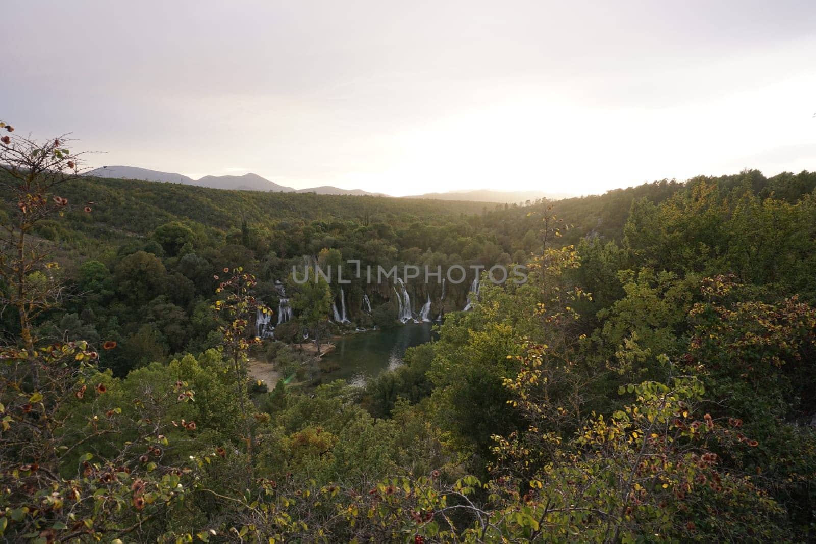 View on Kravica Waterfalls, close to Mostar, Bosnia 2020