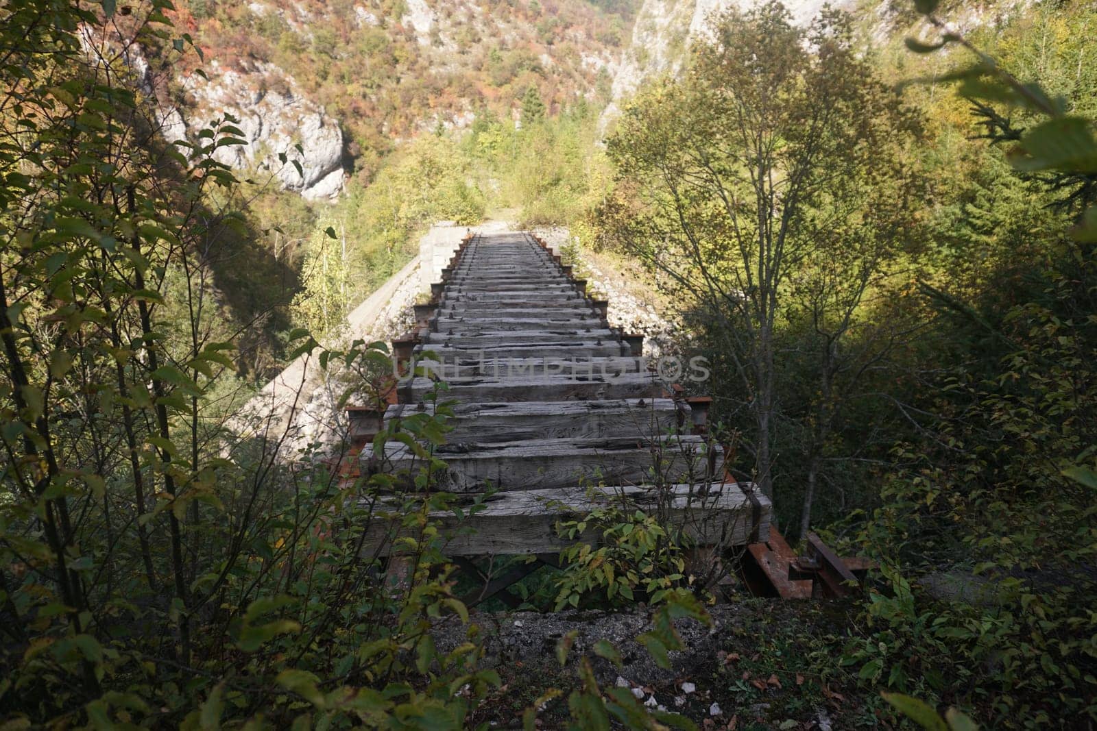 Wooden train tracks on the Ciro trail from Sarajevo to Pale, Bosnia 2020
