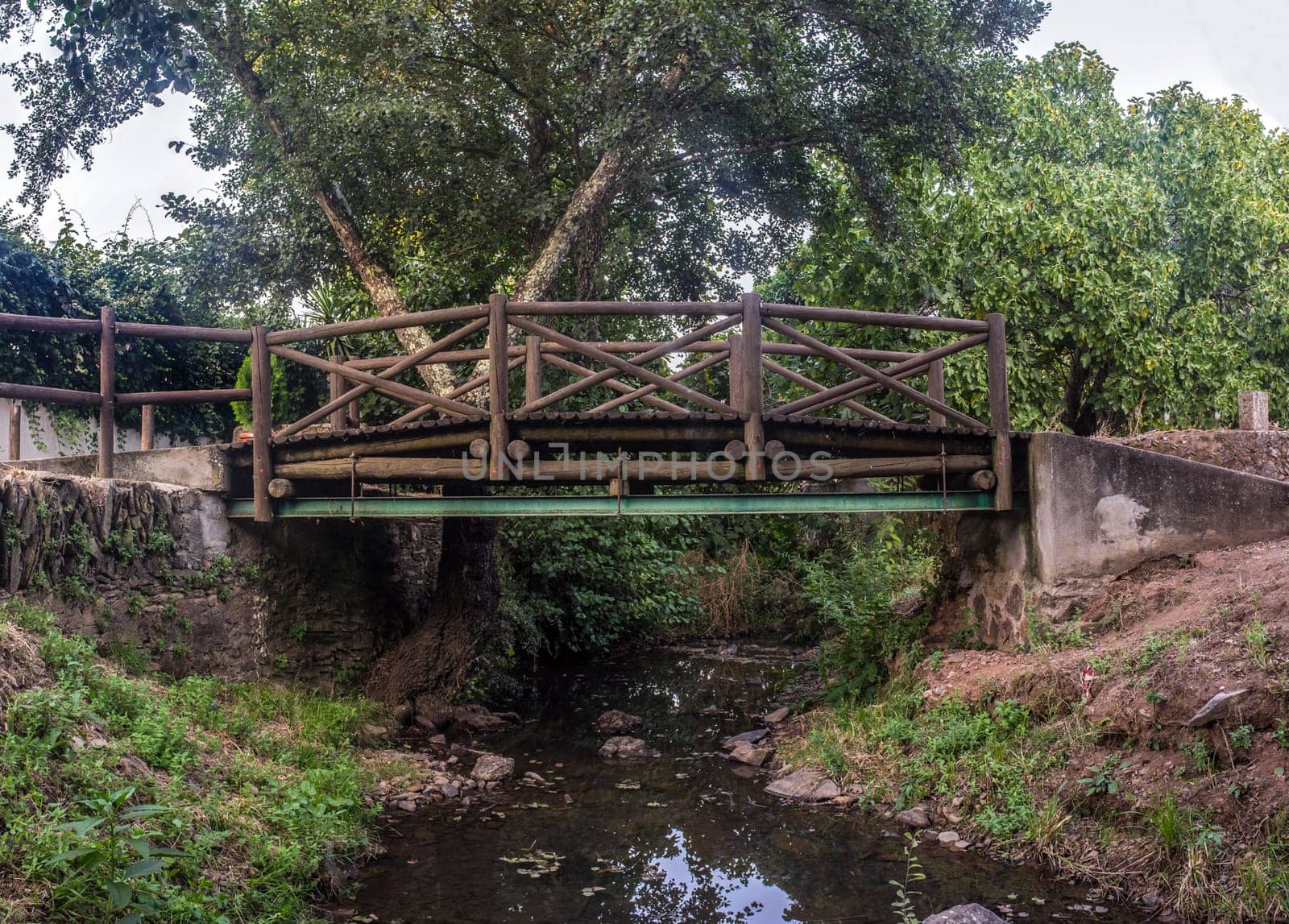 The world shortest international bridge of El Marco. La Codosera district, Extremadura, Spain