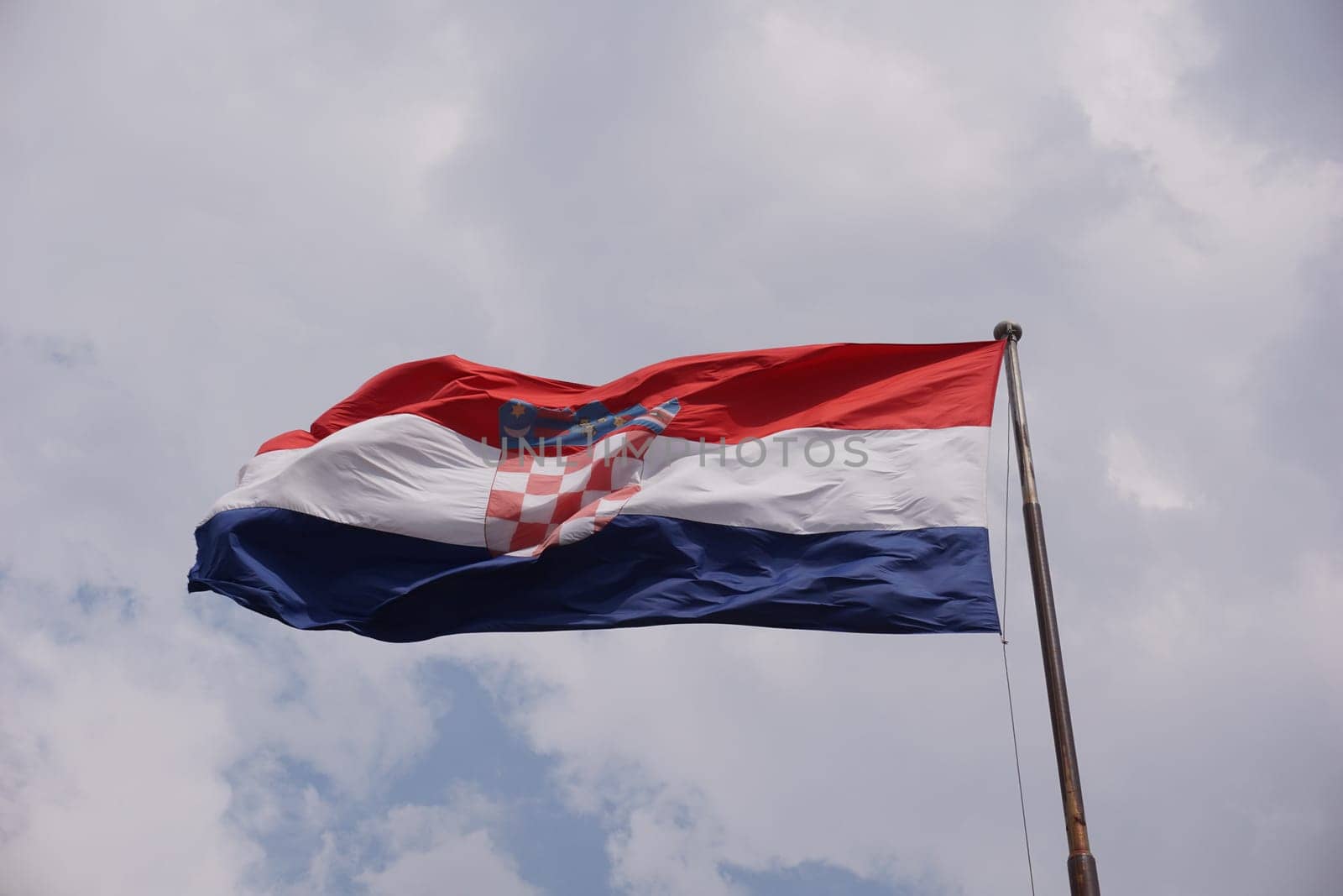 Croatian flag at the view point in Split, Croatia 2020