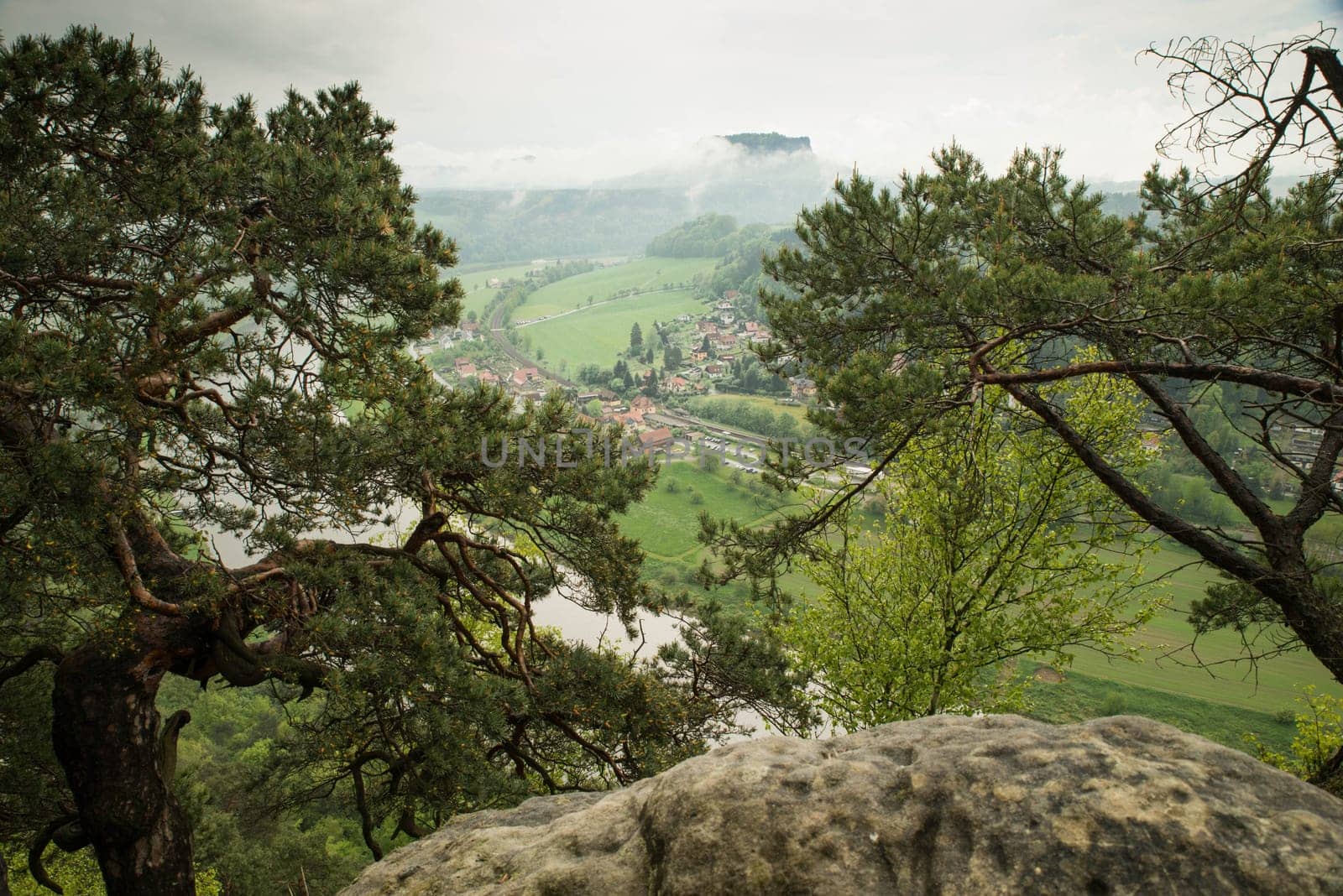 Bastei in the elbe sandstone mountains in the saxon switzerland in Germany, Elbsandsteingebirge near Dresden